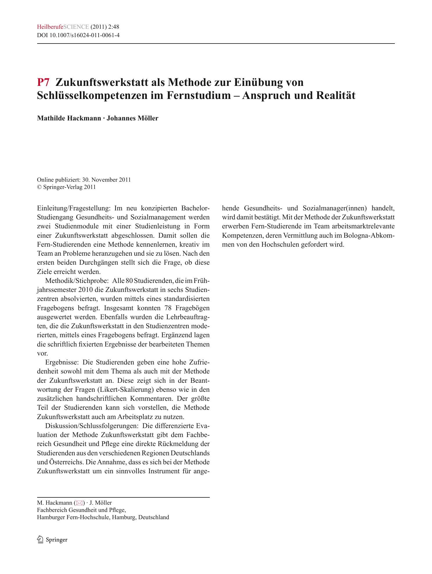 Vorschauseite 1: P7 Zukunftswerkstatt