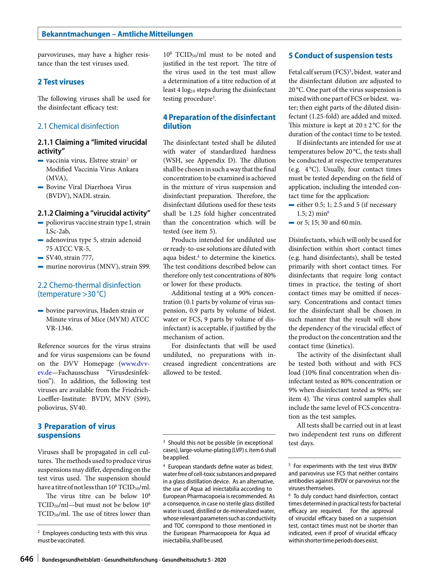 Vorschauseite 2: Guideline for testing chemical disinfectants regarding their virucidal activity within the field of human medicine