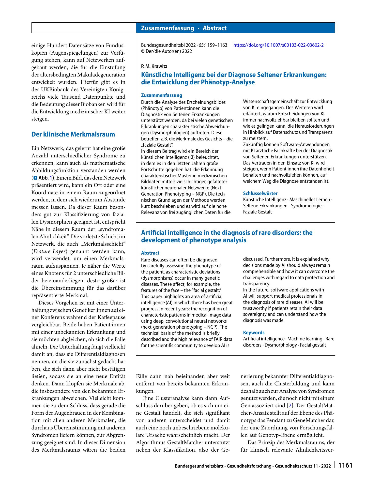 Vorschauseite 3: Künstliche Intelligenz bei der Diagnose Seltener Erkrankungen: die Entwicklung der Phänotyp-Analyse