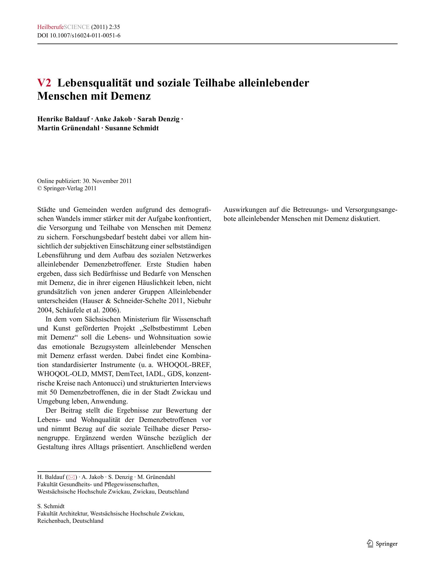 Vorschauseite 1: V2 Lebensqualität