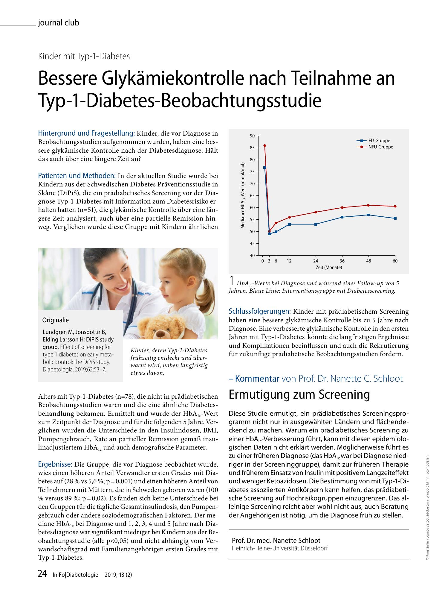 Vorschauseite 1: Bessere Glykämiekontrolle nach Teilnahme an Typ-1-Diabetes-Beobachtungsstudie