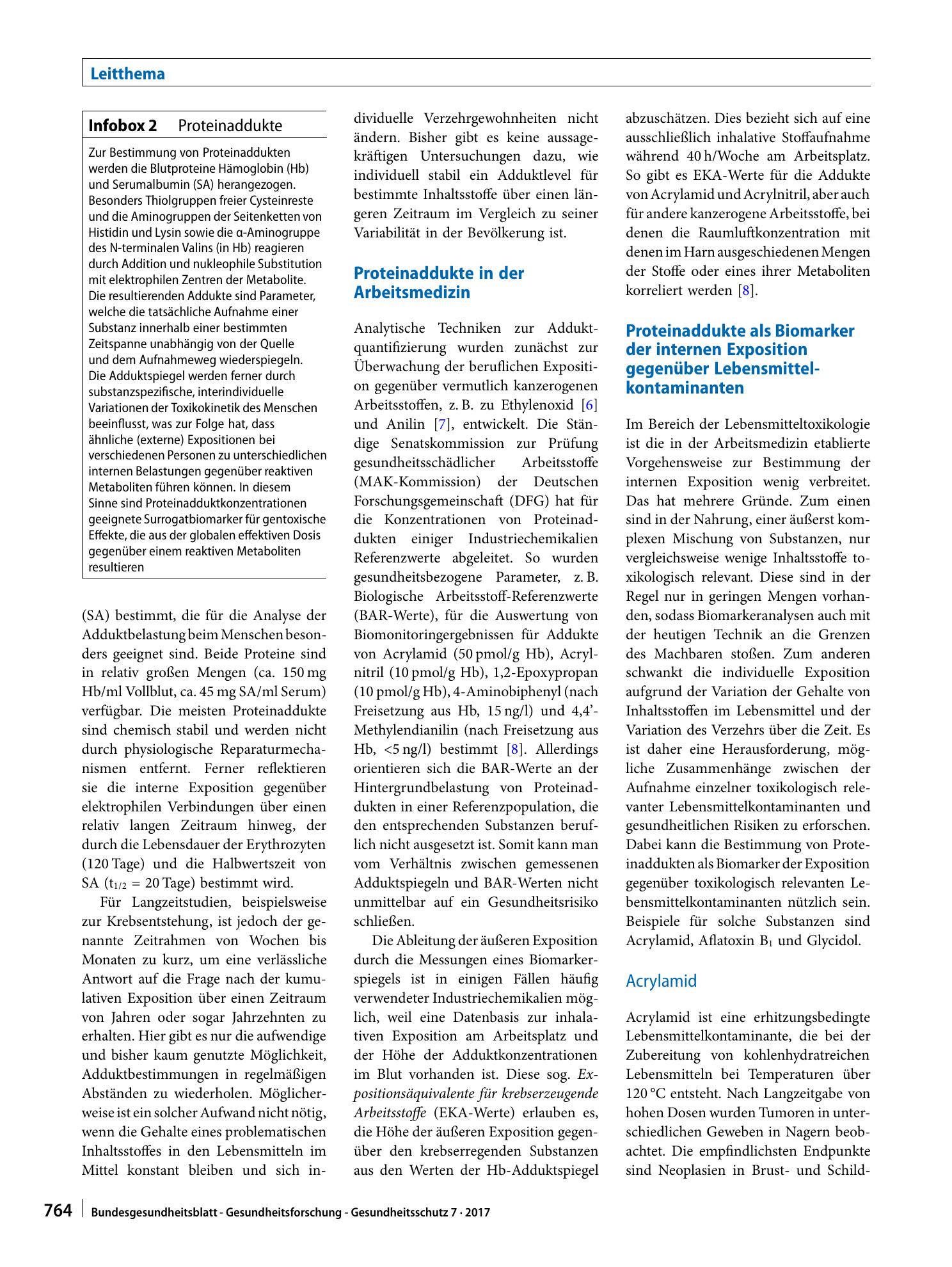 Vorschauseite 4: Biomarker der internen Exposition gegenüber toxikologisch relevanten Kontaminanten in Lebensmitteln