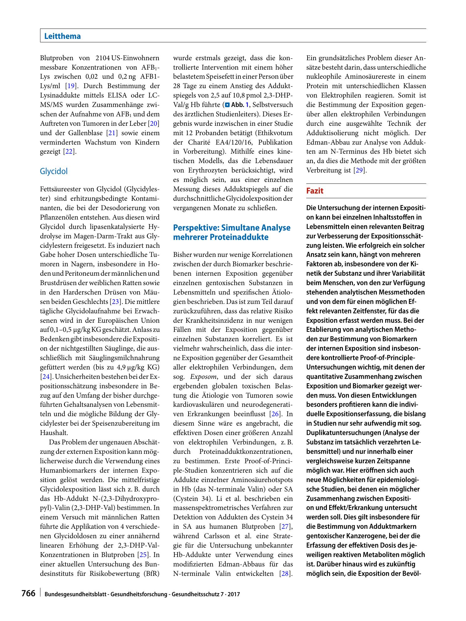 Vorschauseite 6: Biomarker der internen Exposition gegenüber toxikologisch relevanten Kontaminanten in Lebensmitteln