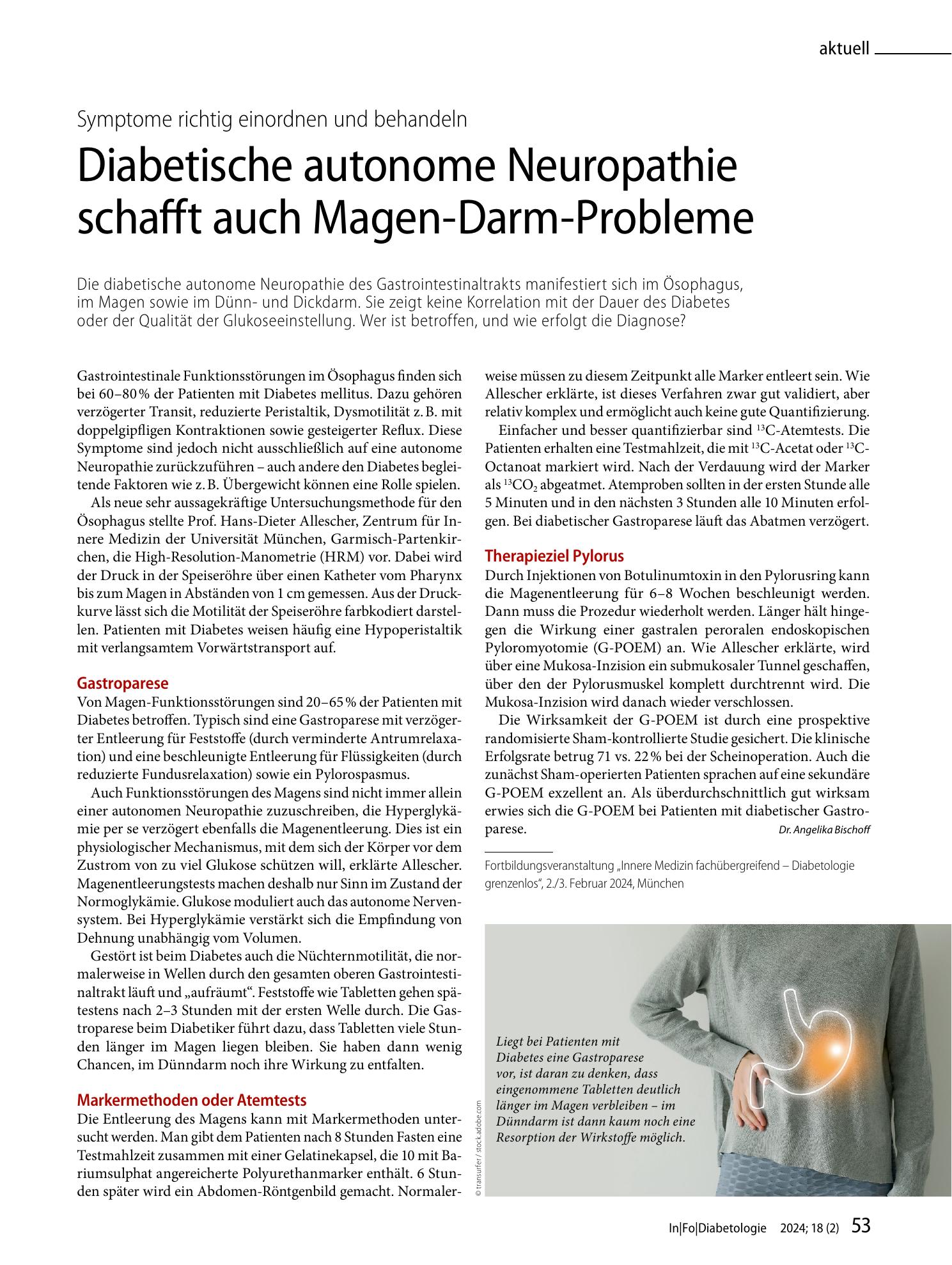 Vorschauseite 1: Diabetische autonome Neuropathie schafft auch Magen-Darm-Probleme