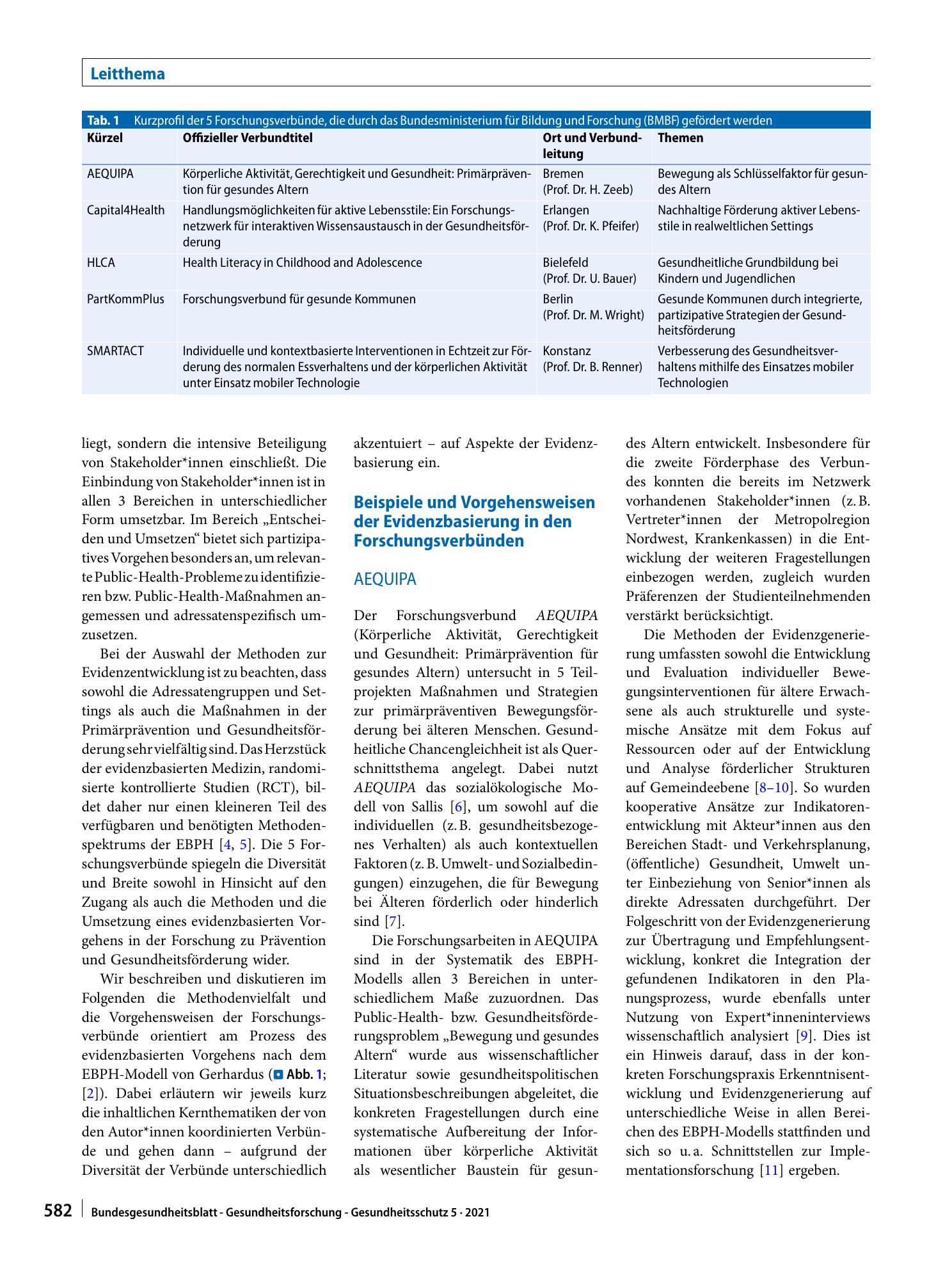 Vorschauseite 2: Evidenzbasierung in Primärprävention und Gesundheitsförderung: Methoden und Vorgehensweisen in 5 Forschungsverbünden