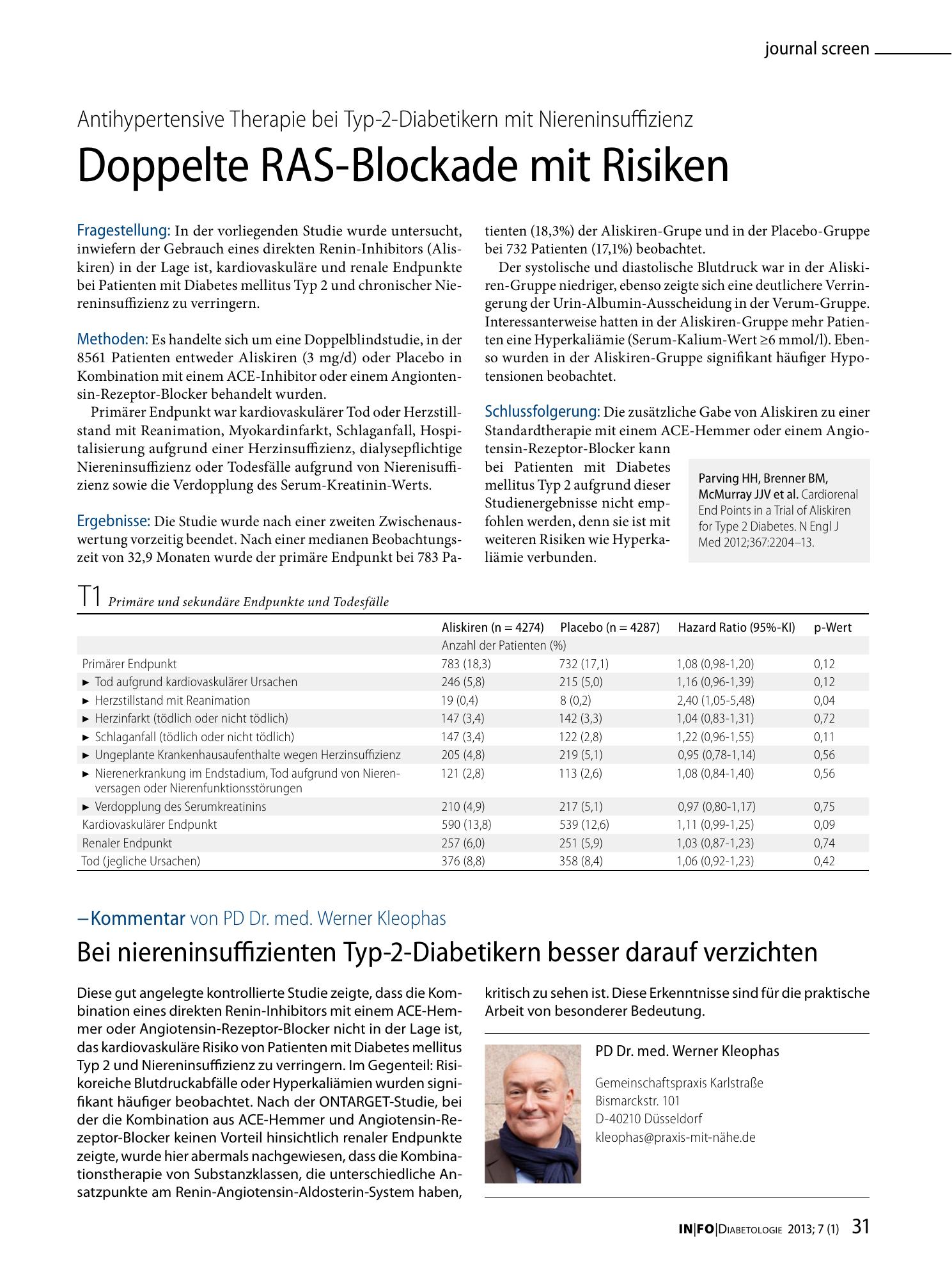 Vorschauseite 1: Doppelte RAS-Blockade mit Risiken
