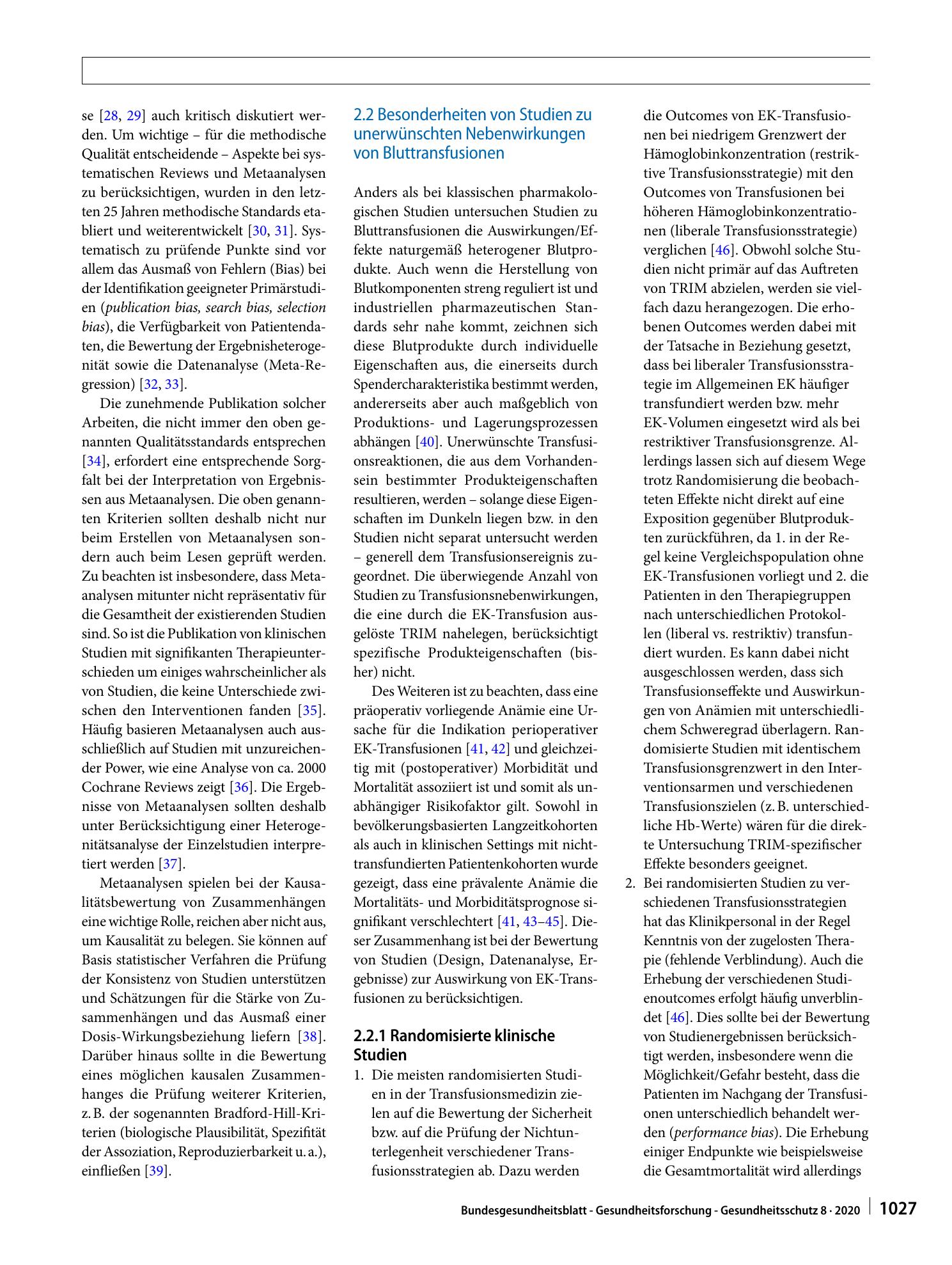 Vorschauseite 3: Wissenschaftliche Erläuterungen zur Stellungnahme Transfusionsassoziierte Immunmodulation (TRIM) des Arbeitskreises Blut vom 13. Februar 2020