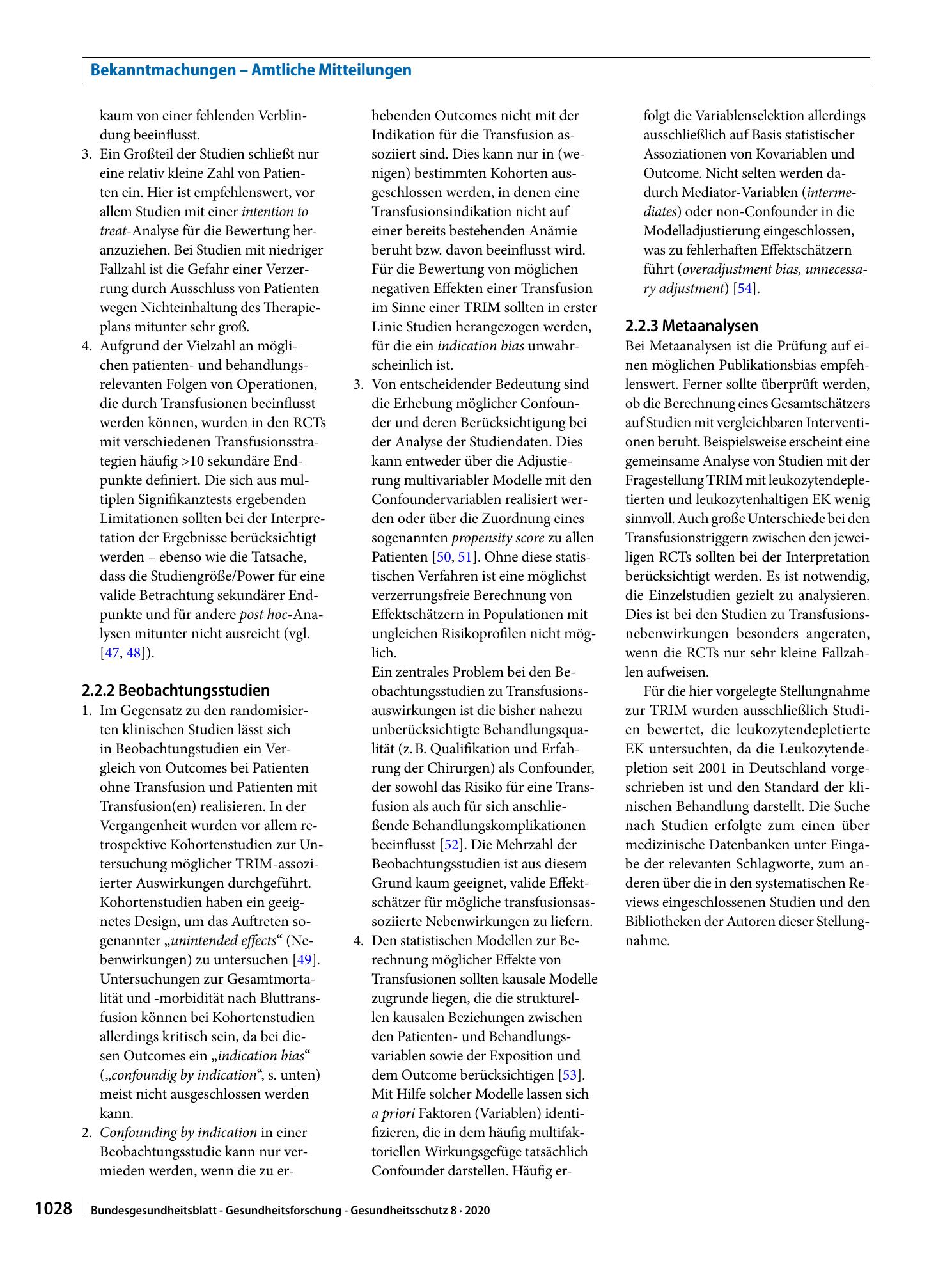 Vorschauseite 4: Wissenschaftliche Erläuterungen zur Stellungnahme Transfusionsassoziierte Immunmodulation (TRIM) des Arbeitskreises Blut vom 13. Februar 2020