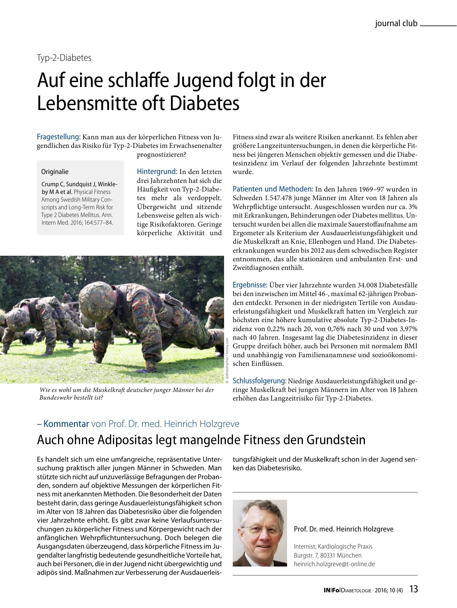 Vorschauseite 1: Auf eine schlaffe Jugend folgt in der Lebensmitte oft Diabetes