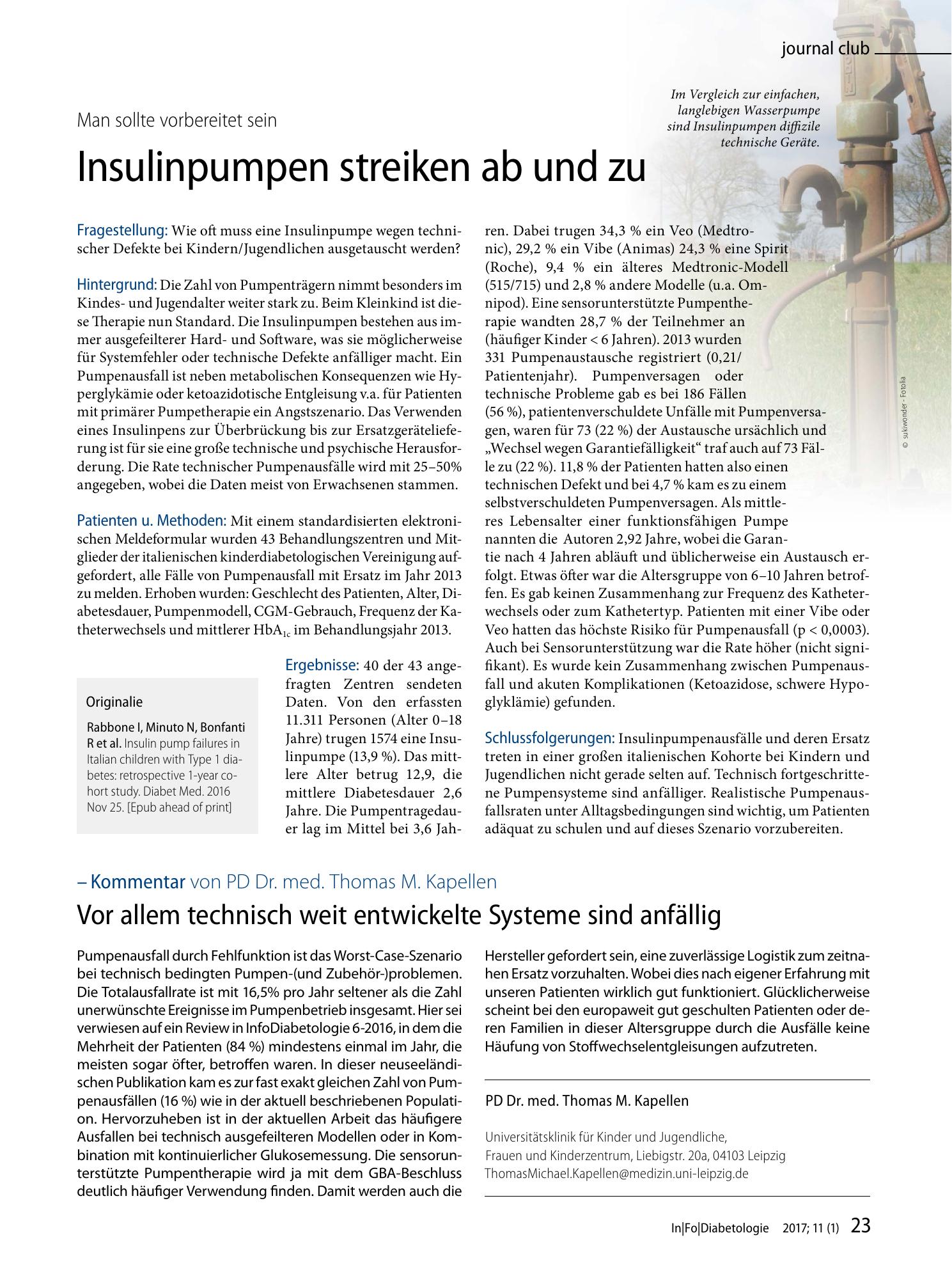 Vorschauseite 1: Insulinpumpen streiken ab und zu