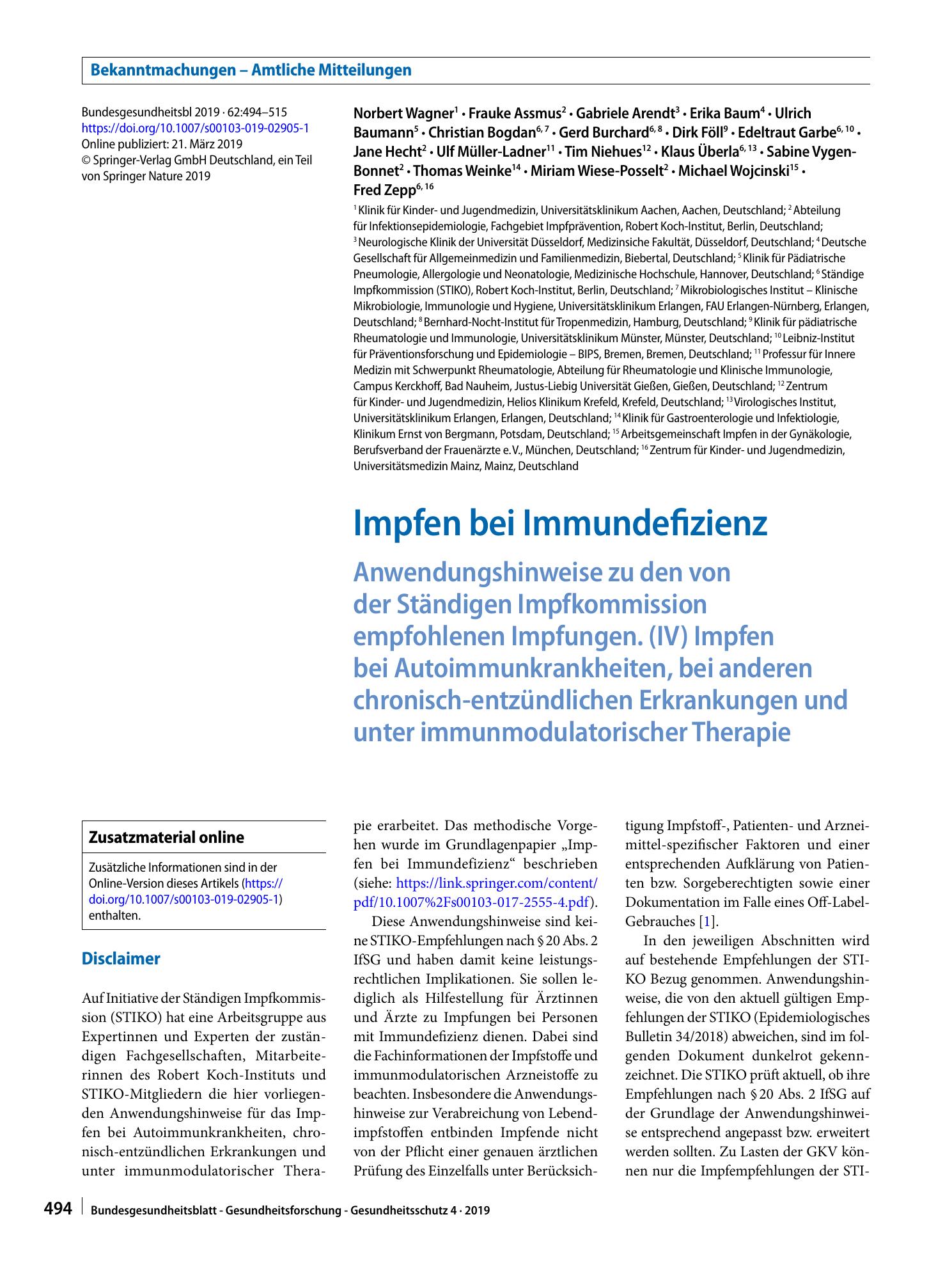 Vorschauseite 1: Impfen bei Immundefizienz