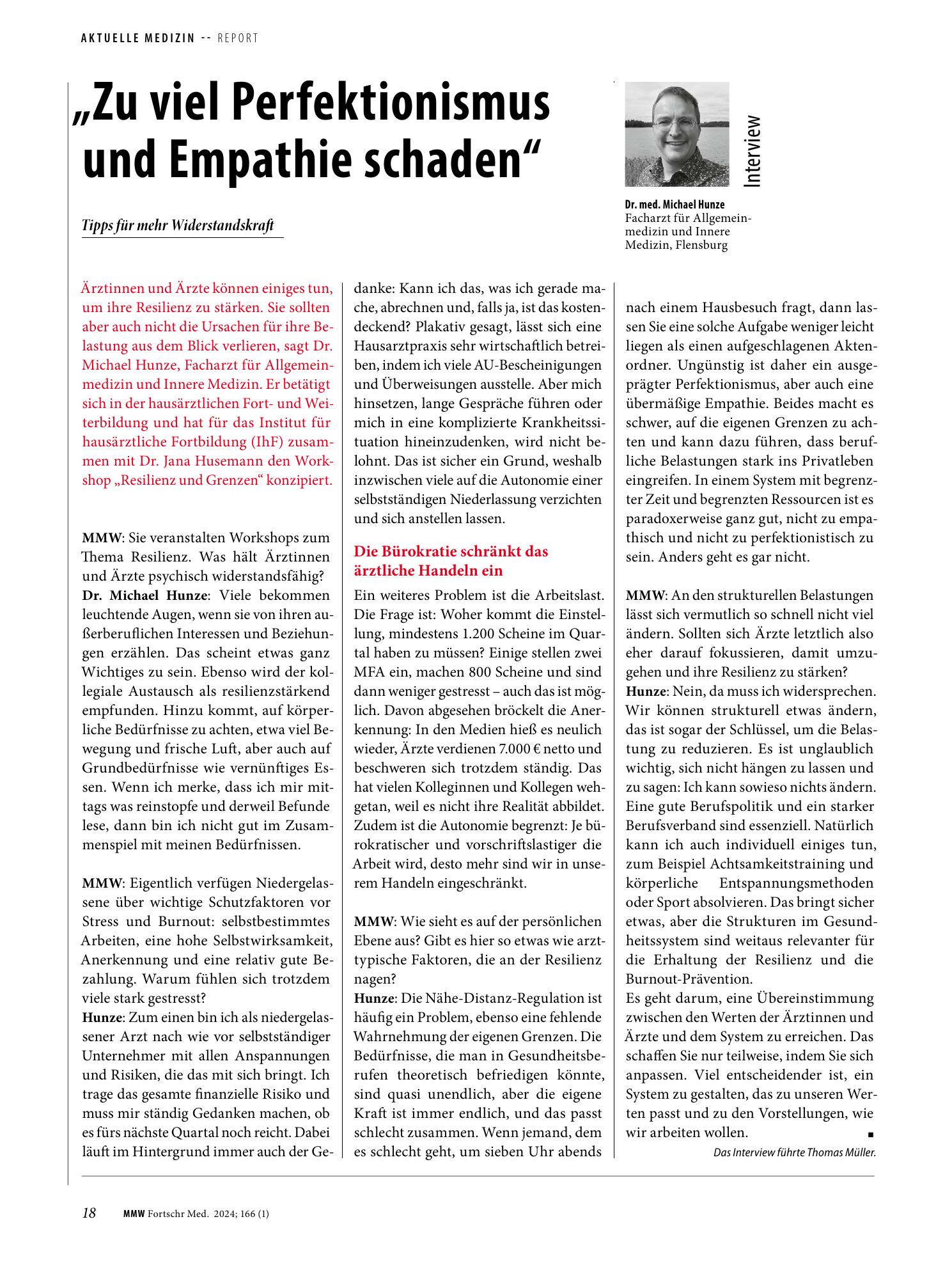 Vorschauseite 1: „Zu viel Perfektionismus und Empathie schaden“