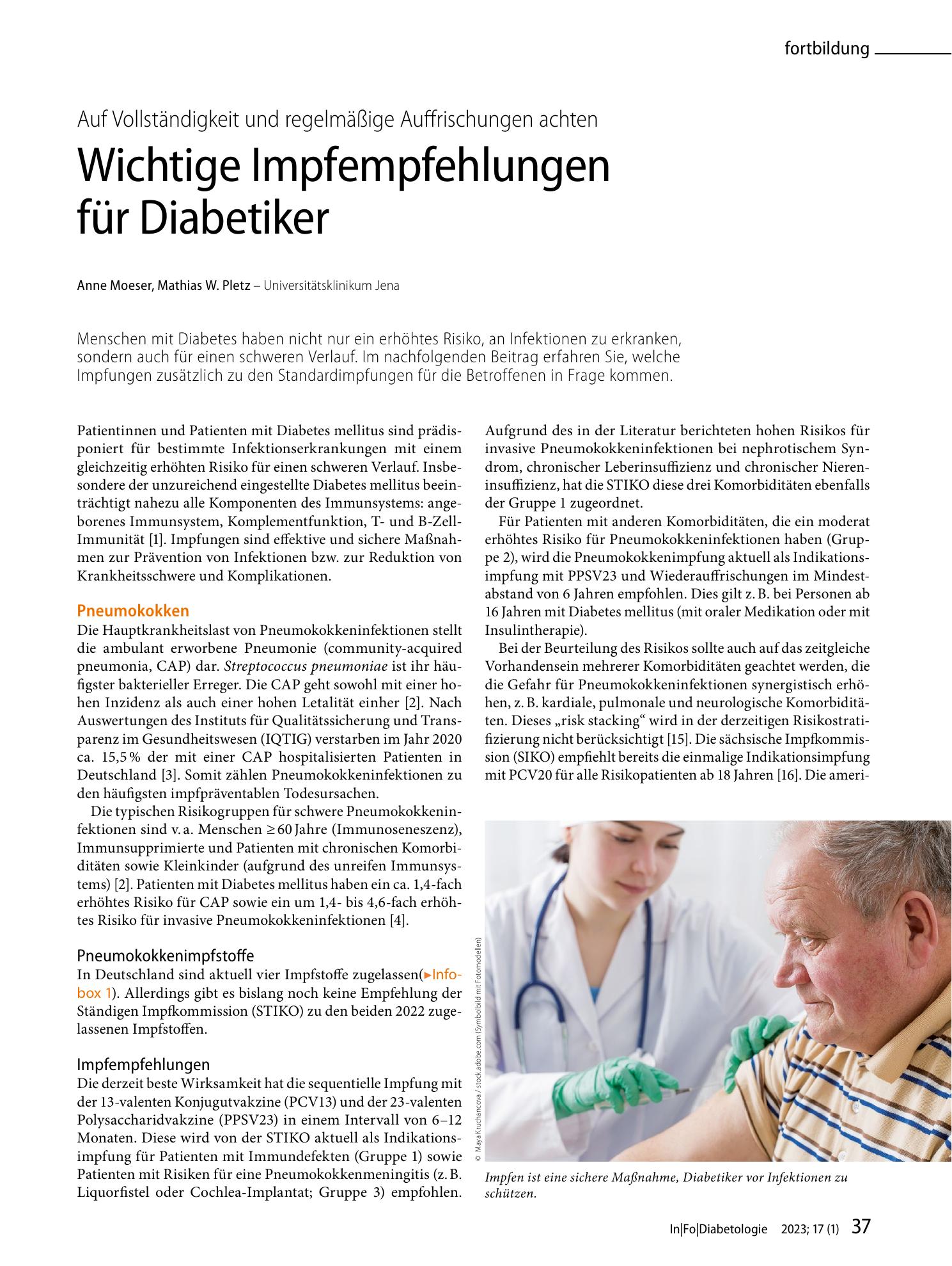 Vorschauseite 1: Wichtige Impfempfehlungen für Diabetiker