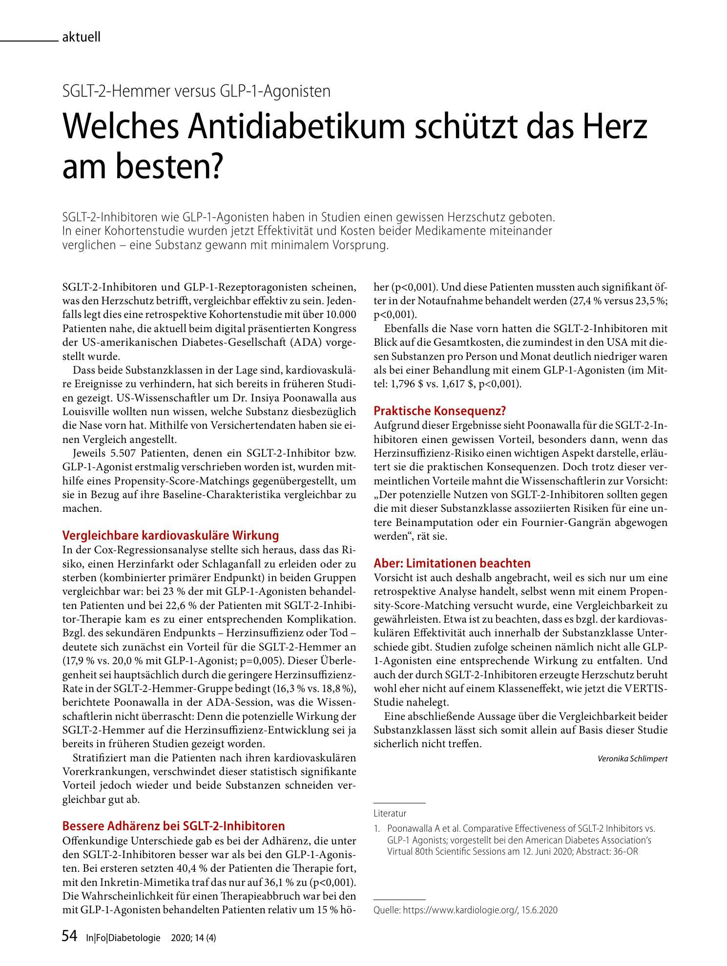 Vorschauseite 1: Welches Antidiabetikum schützt das Herz am besten?