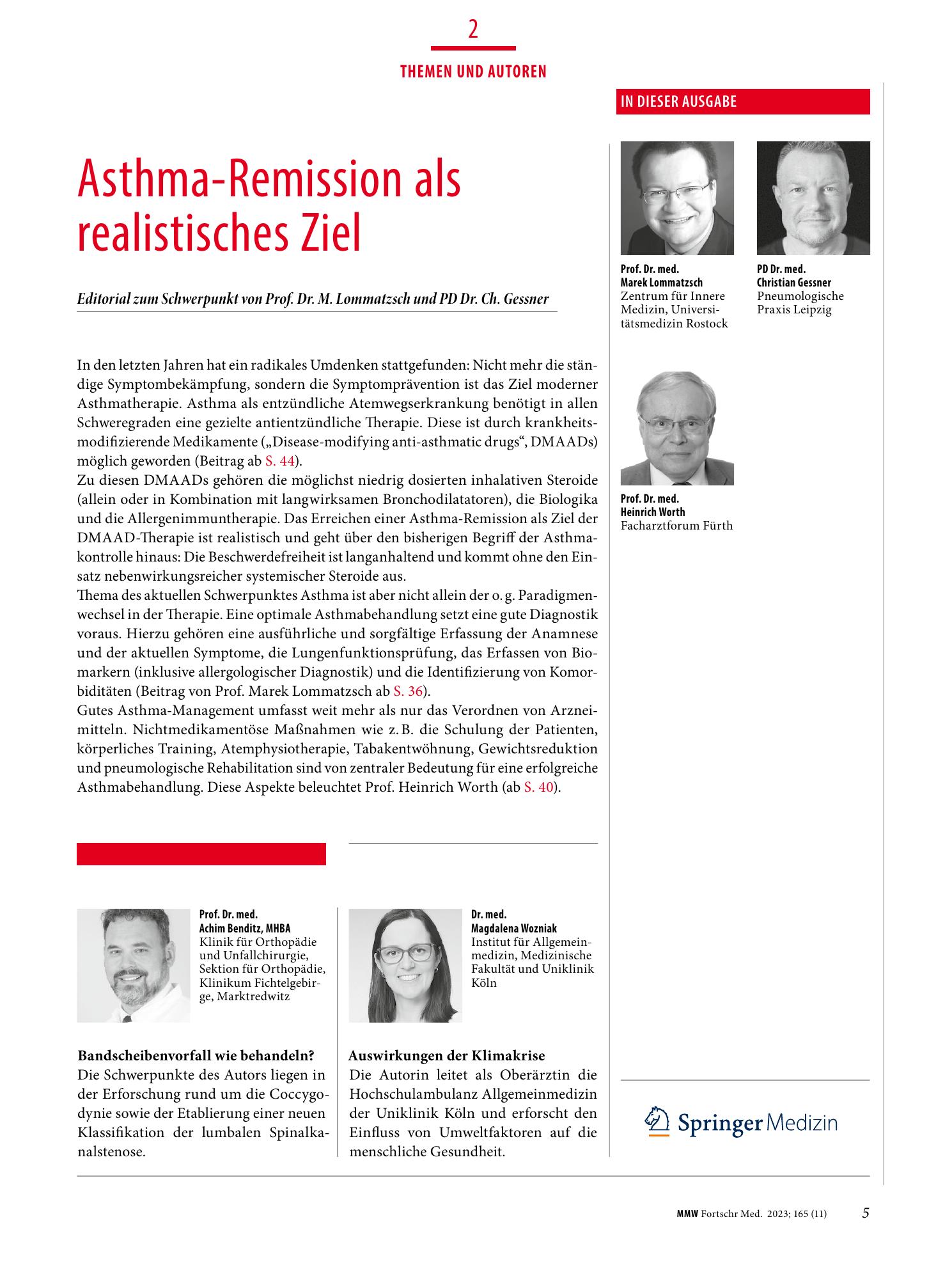 Vorschauseite 1: Asthma-Remission als realistisches Ziel