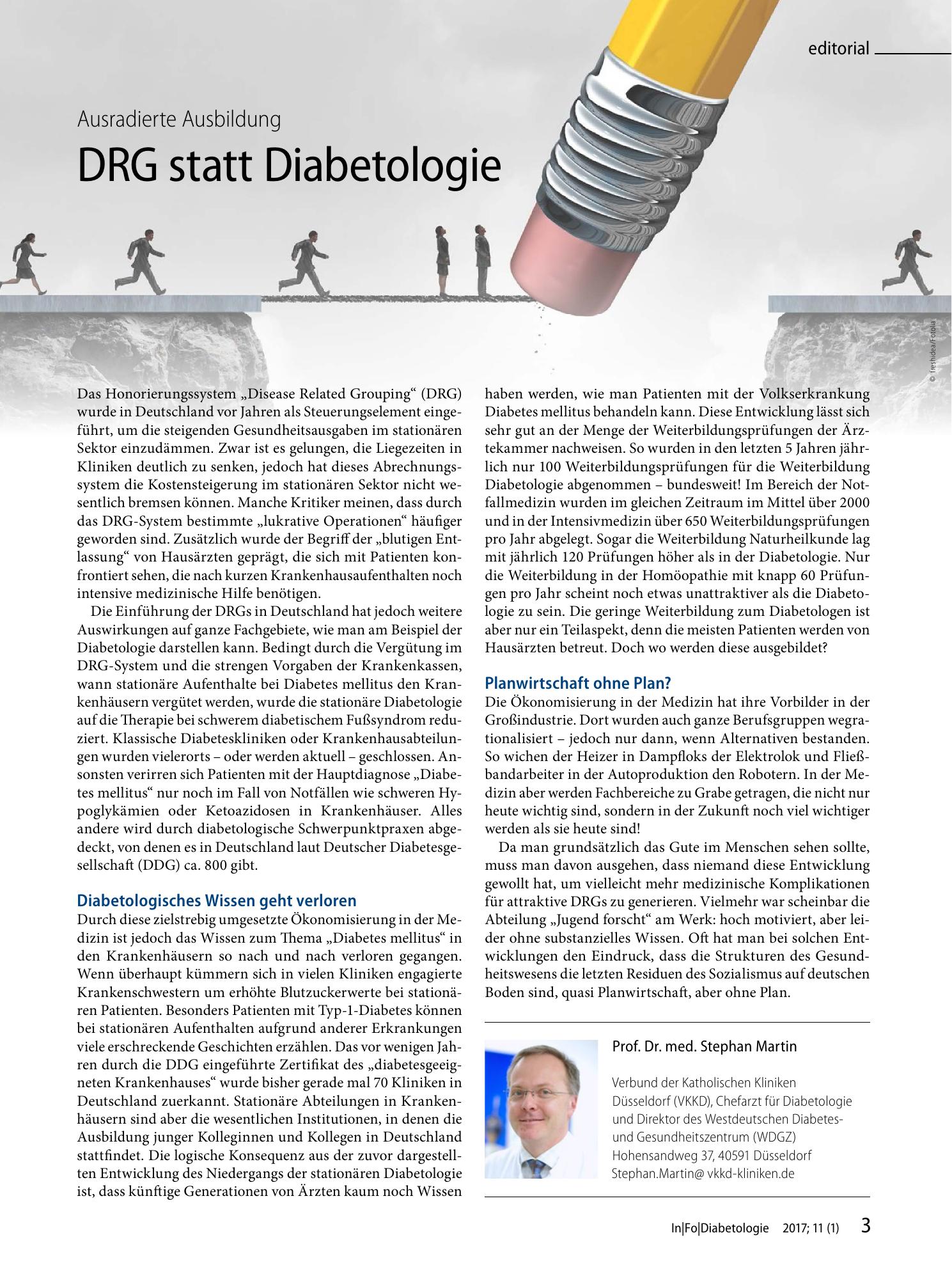 Vorschauseite 1: DRG statt Diabetologie