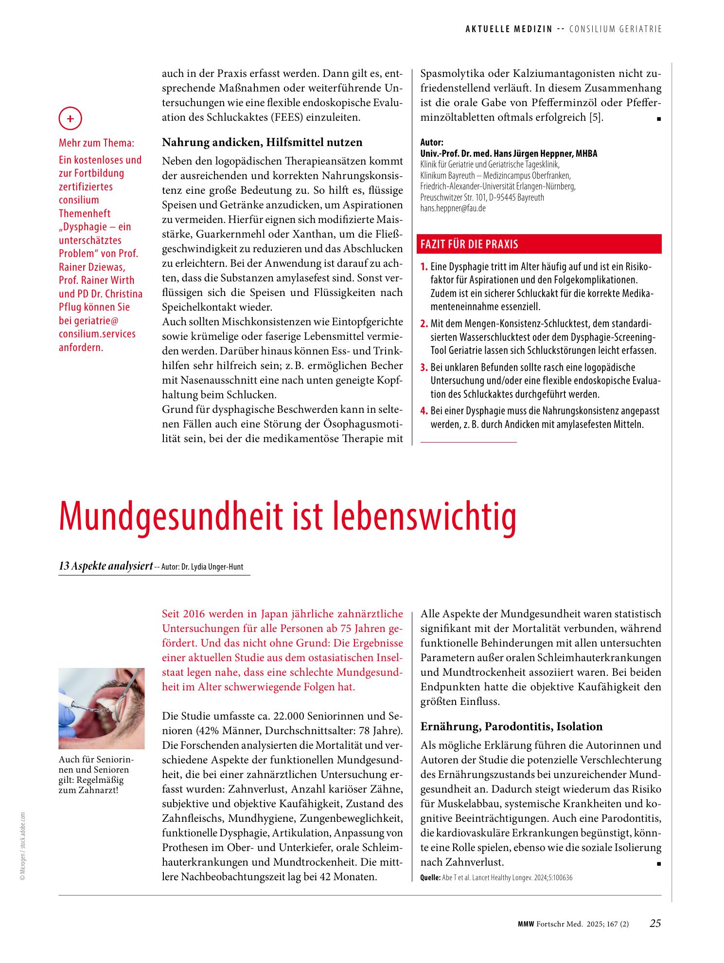Vorschauseite 1: Mundgesundheit ist lebenswichtig