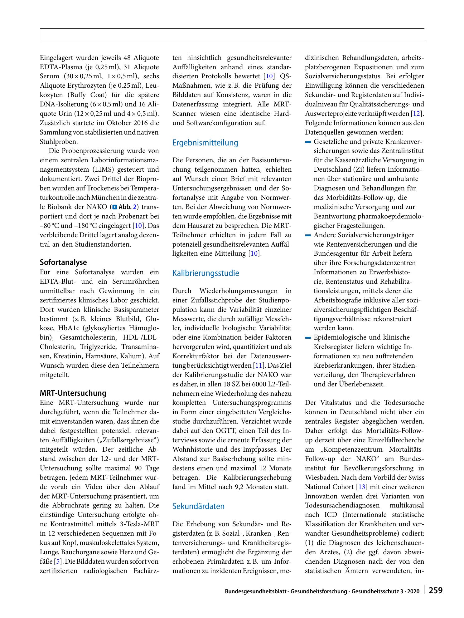 Vorschauseite 6: Die Basiserhebung der NAKO Gesundheitsstudie: Teilnahme an den Untersuchungsmodulen, Qualitätssicherung und Nutzung von Sekundärdaten
