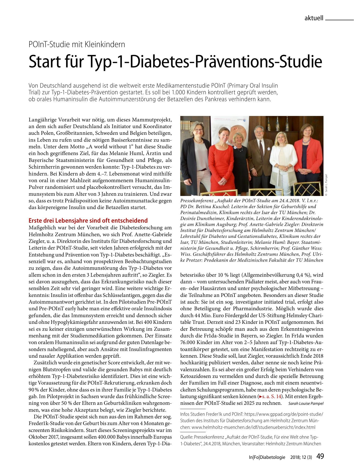 Vorschauseite 1: Start für Typ-1-Diabetes-Präventions-Studie