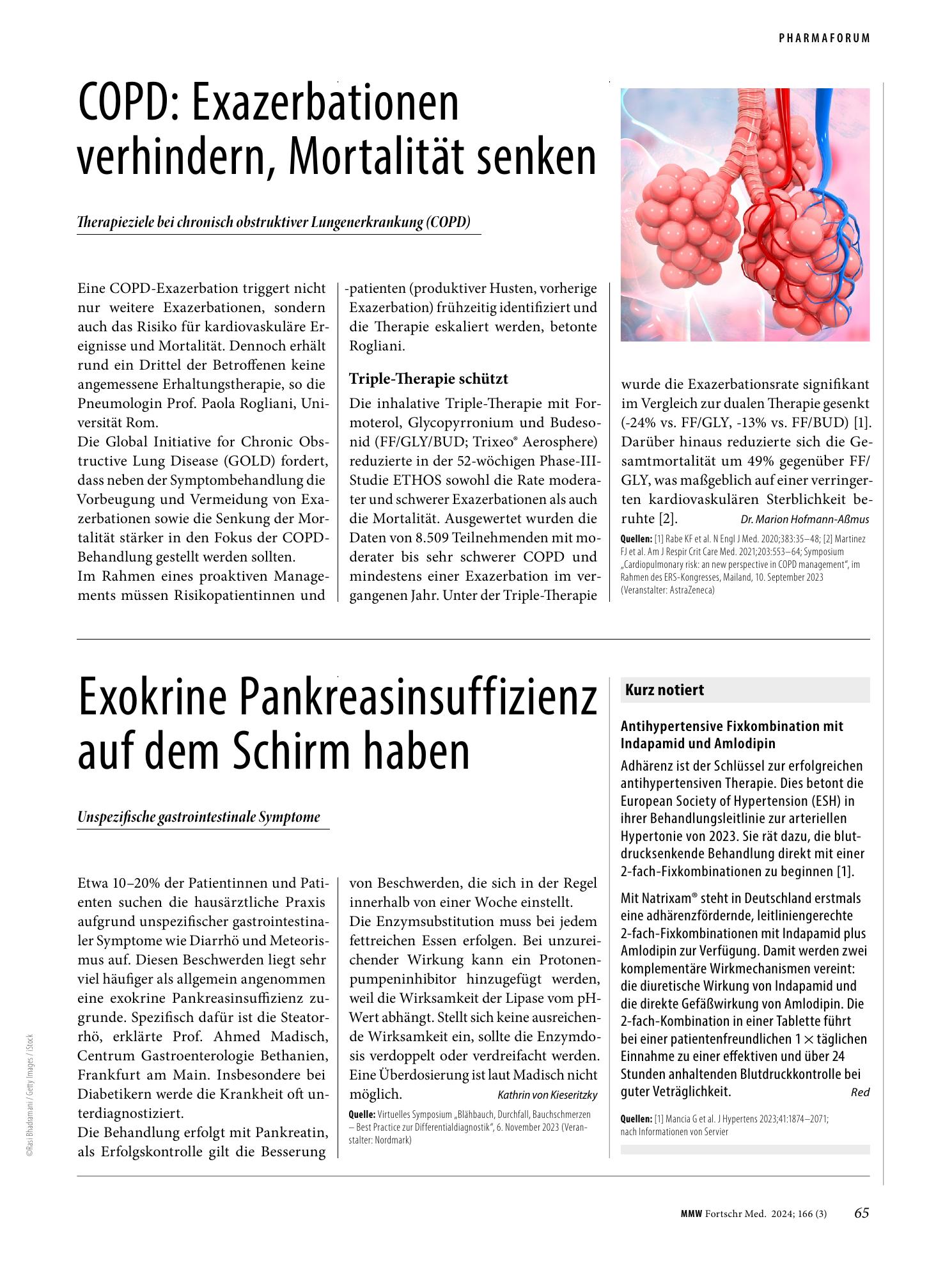 Vorschauseite 1: COPD: Exazerbationen verhindern, Mortalität senken