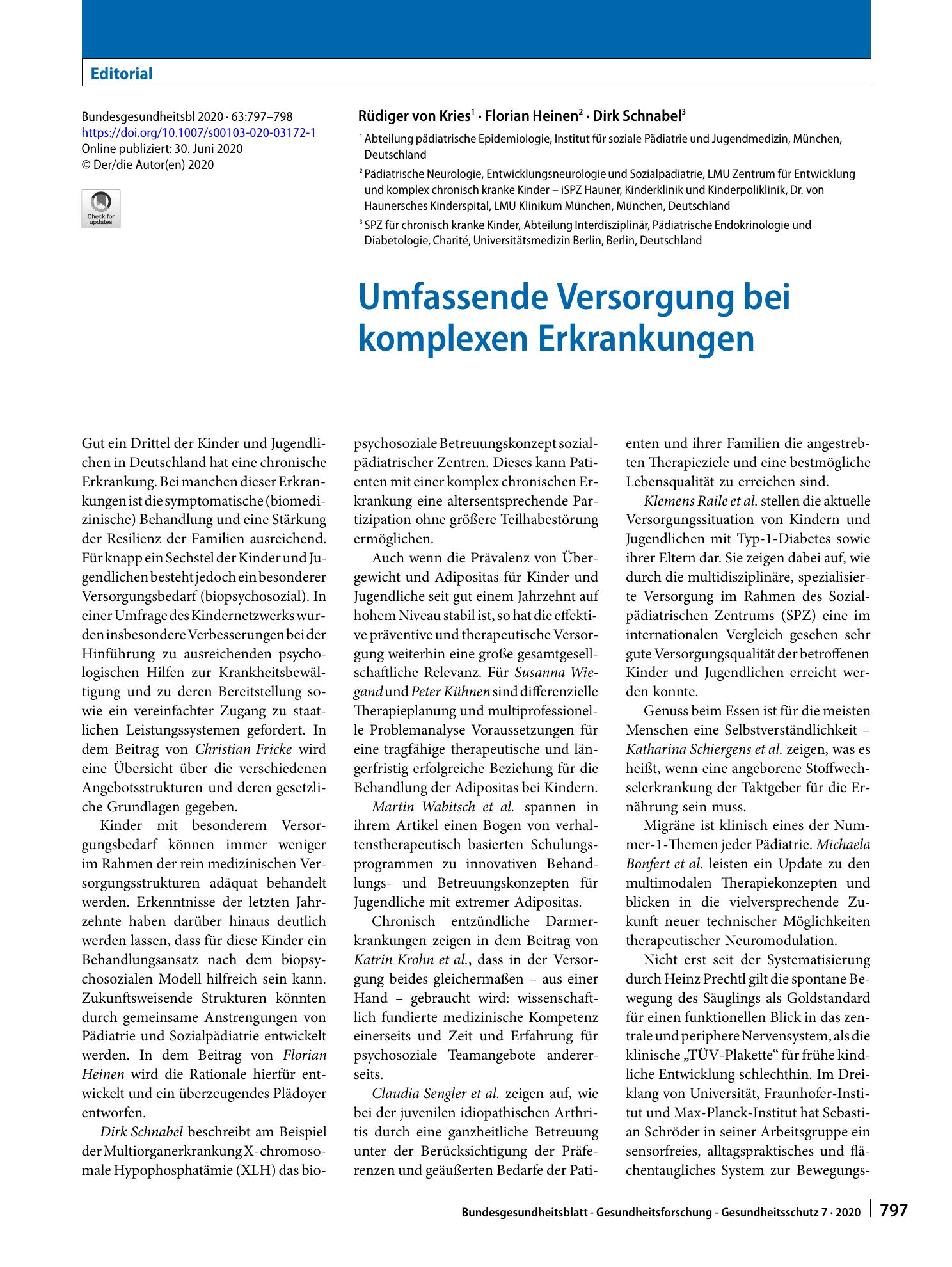 Vorschauseite 1: Umfassende Versorgung bei komplexen Erkrankungen