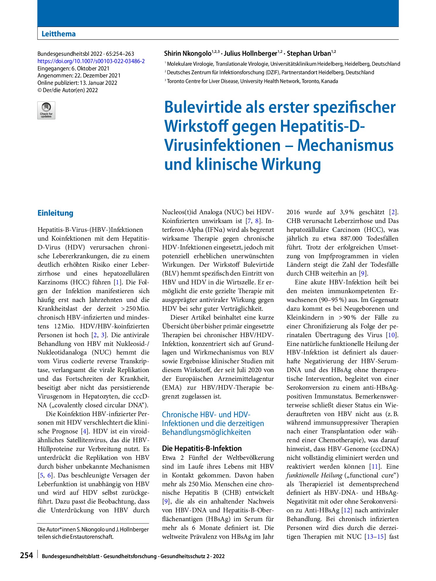 Vorschauseite 1: Bulevirtide als erster spezifischer Wirkstoff gegen Hepatitis-D-Virusinfektionen – Mechanismus und klinische Wirkung