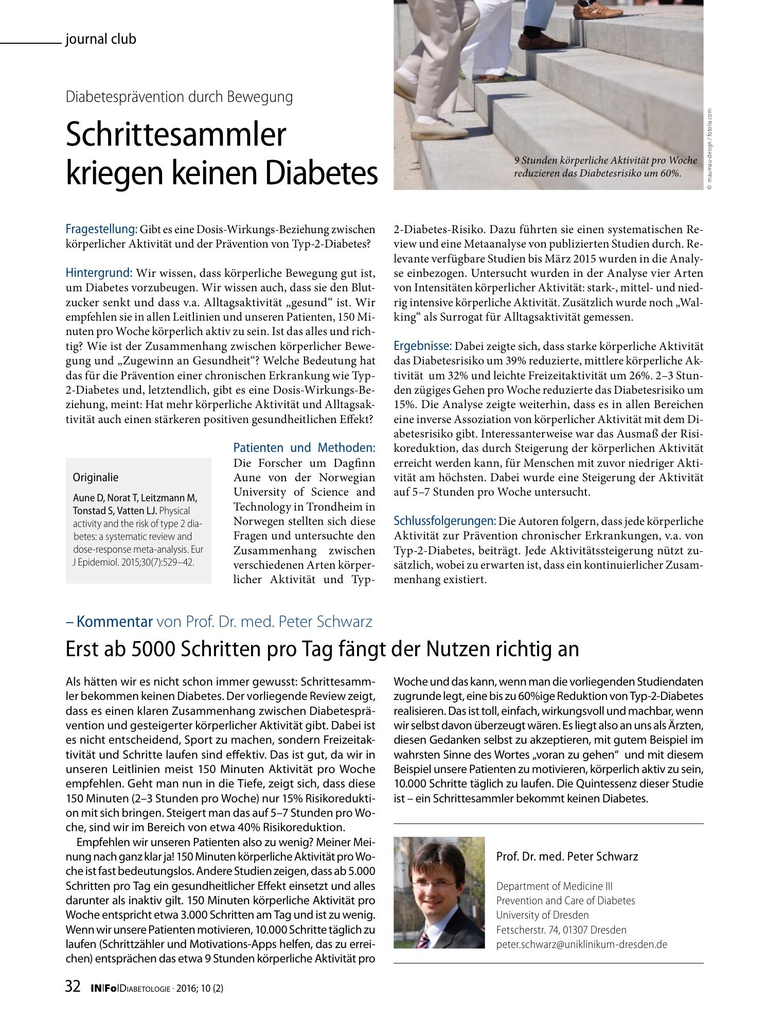 Vorschauseite 1: Schrittesammler kriegen keinen Diabetes