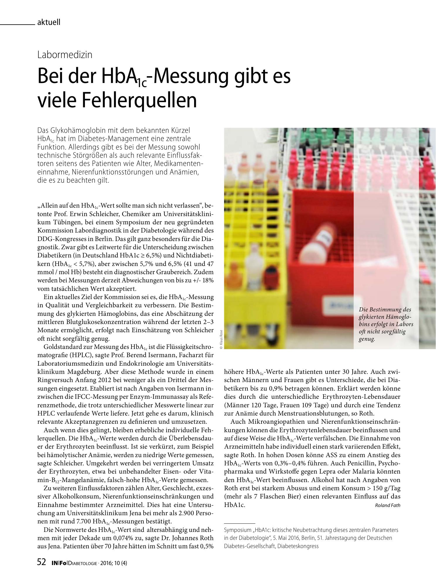 Vorschauseite 1: Bei der HbA1c-Messung gibt es viele Fehlerquellen