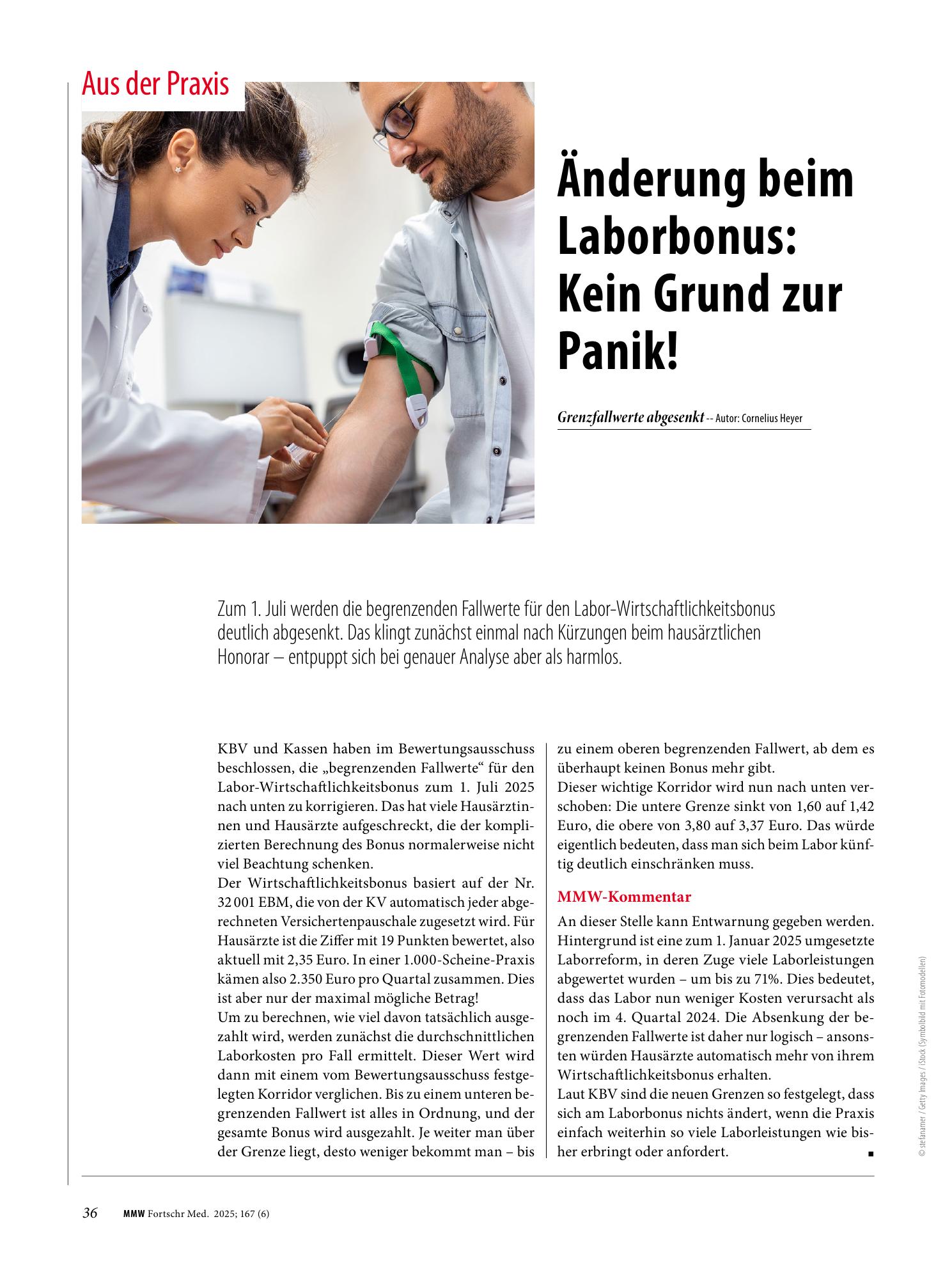 Vorschauseite 1: Änderung beim Laborbonus: Kein Grund zur Panik!