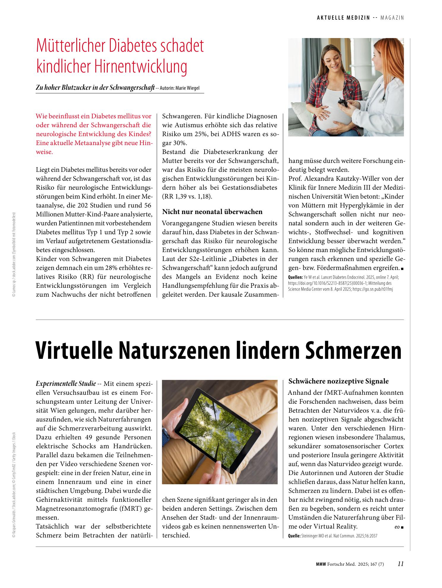 Vorschauseite 1: Mütterlicher Diabetes schadet kindlicher Hirnentwicklung