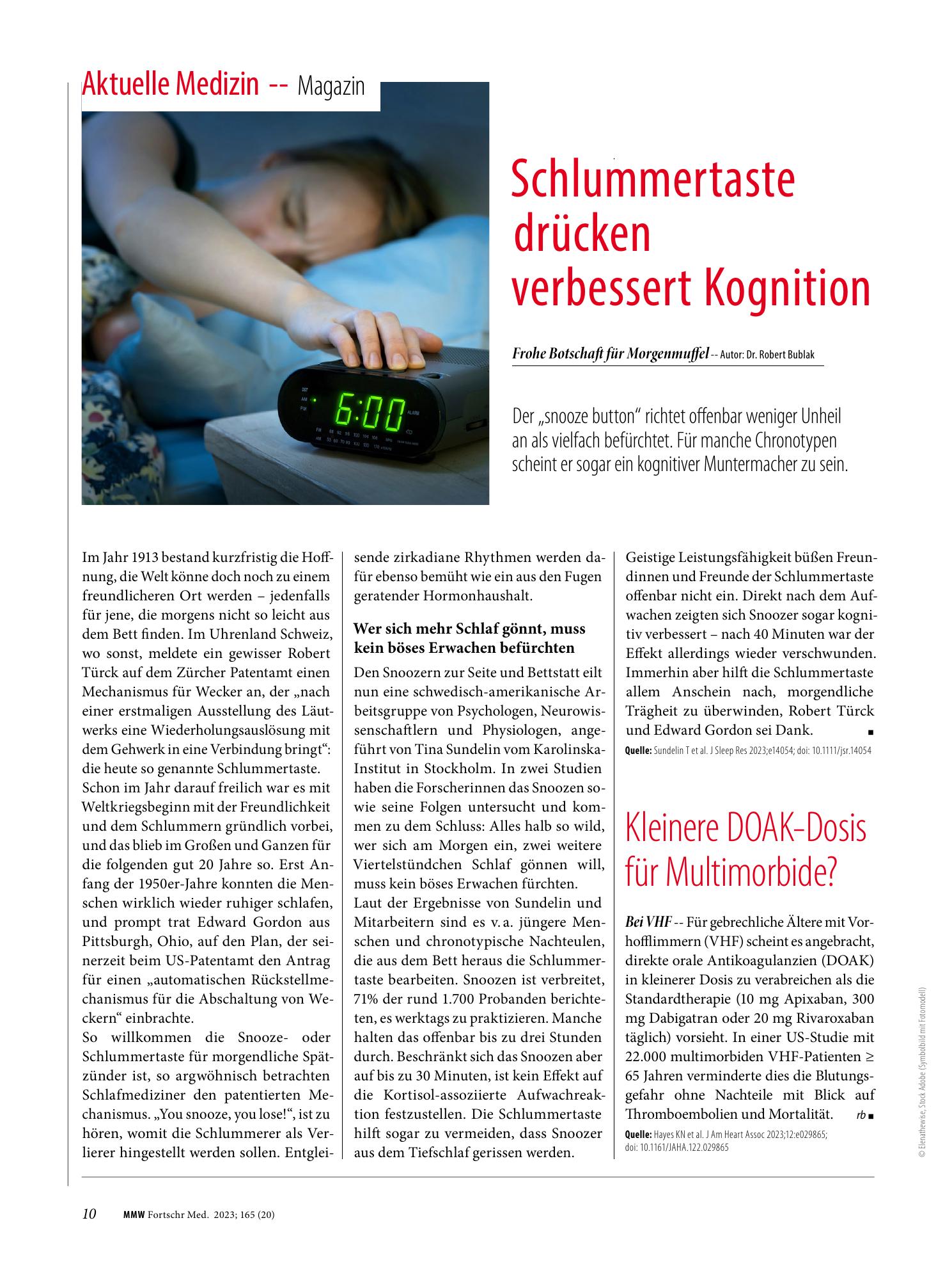 Vorschauseite 1: Kleinere DOAK-Dosis für Multimorbide?