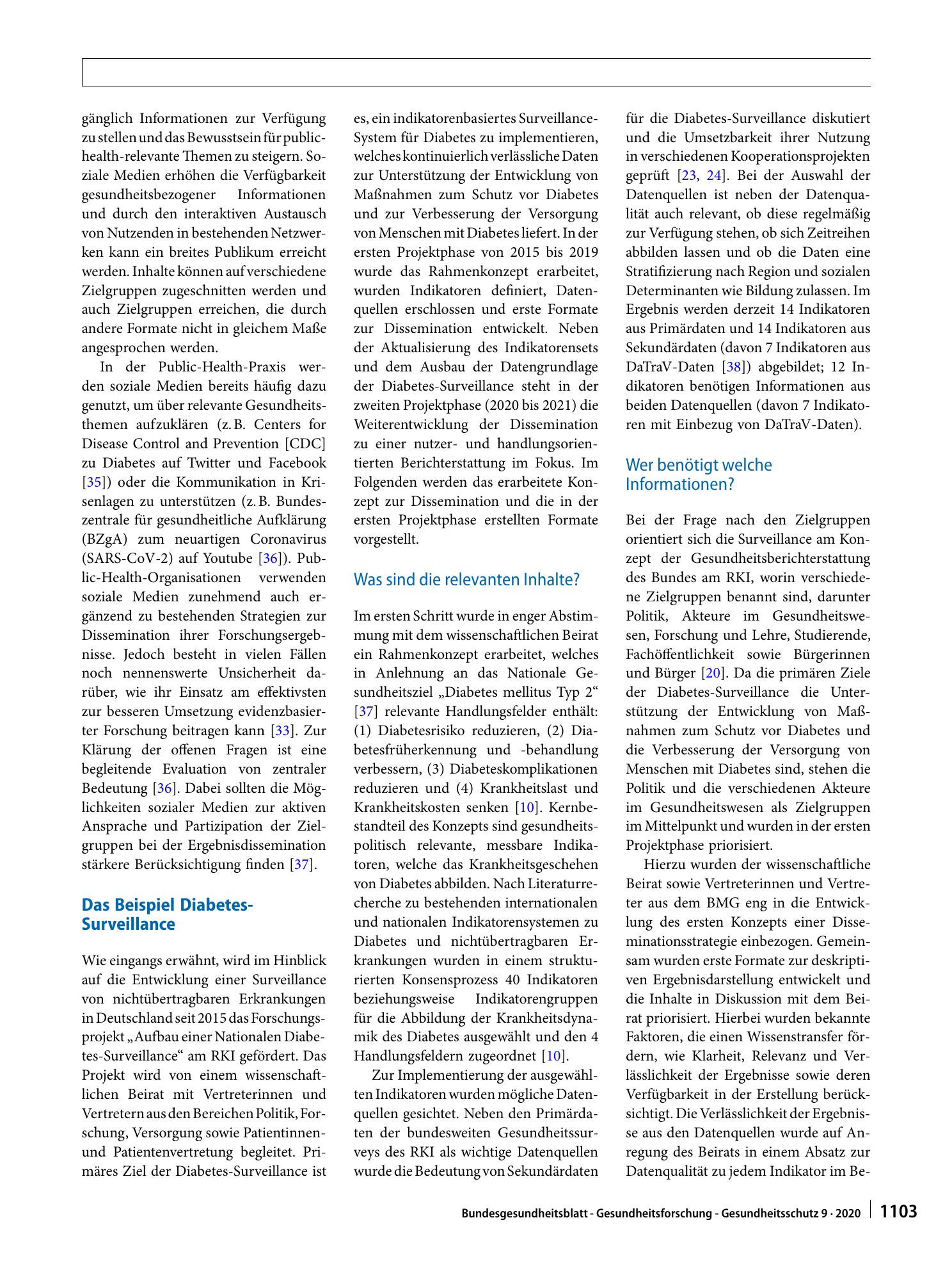 Vorschauseite 5: Gesundheitsberichterstattung im Rahmen von Public Health Surveillance: Das Beispiel Diabetes