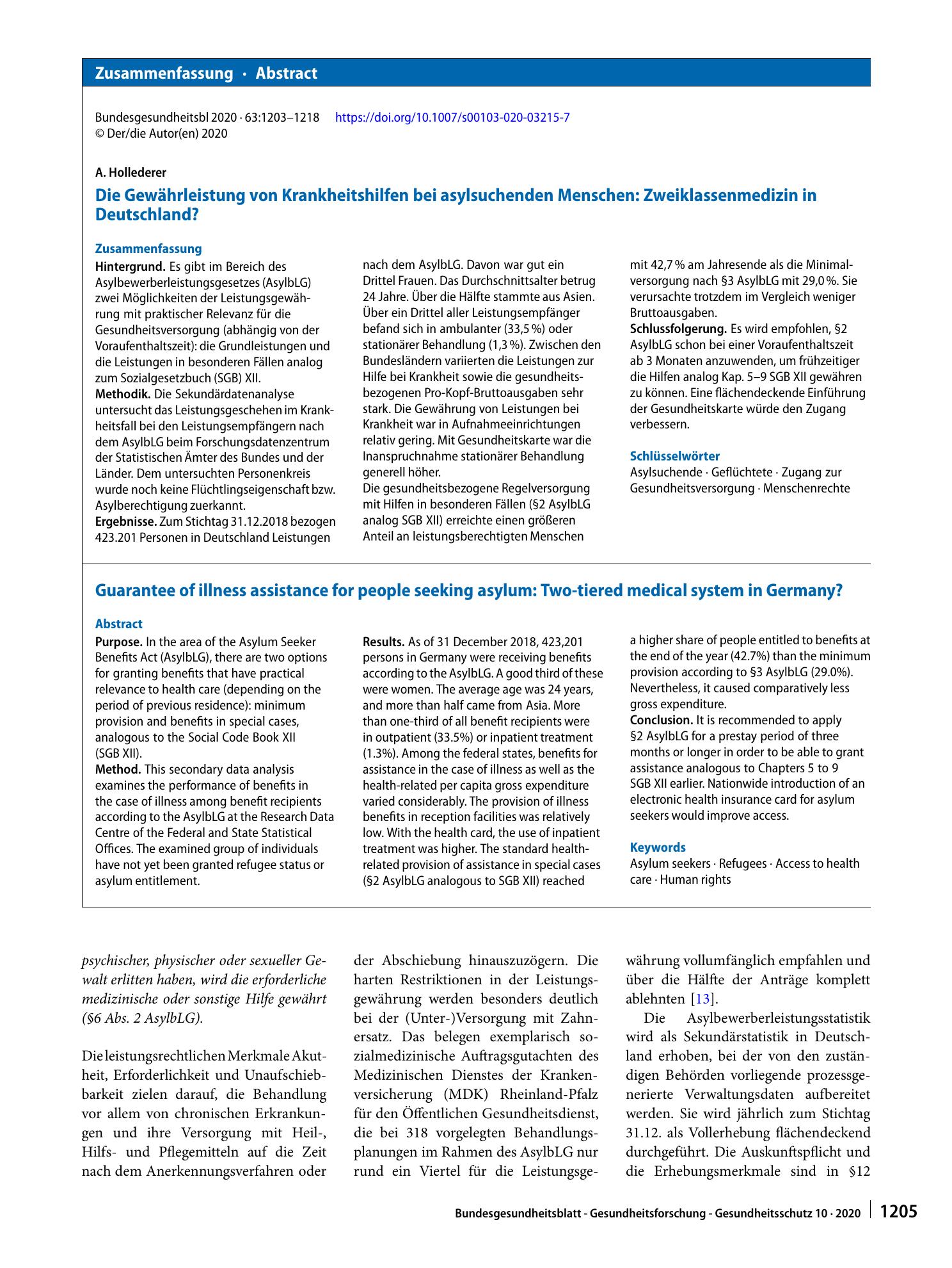 Vorschauseite 3: Die Gewährleistung von Krankheitshilfen bei asylsuchenden Menschen: Zweiklassenmedizin in Deutschland?