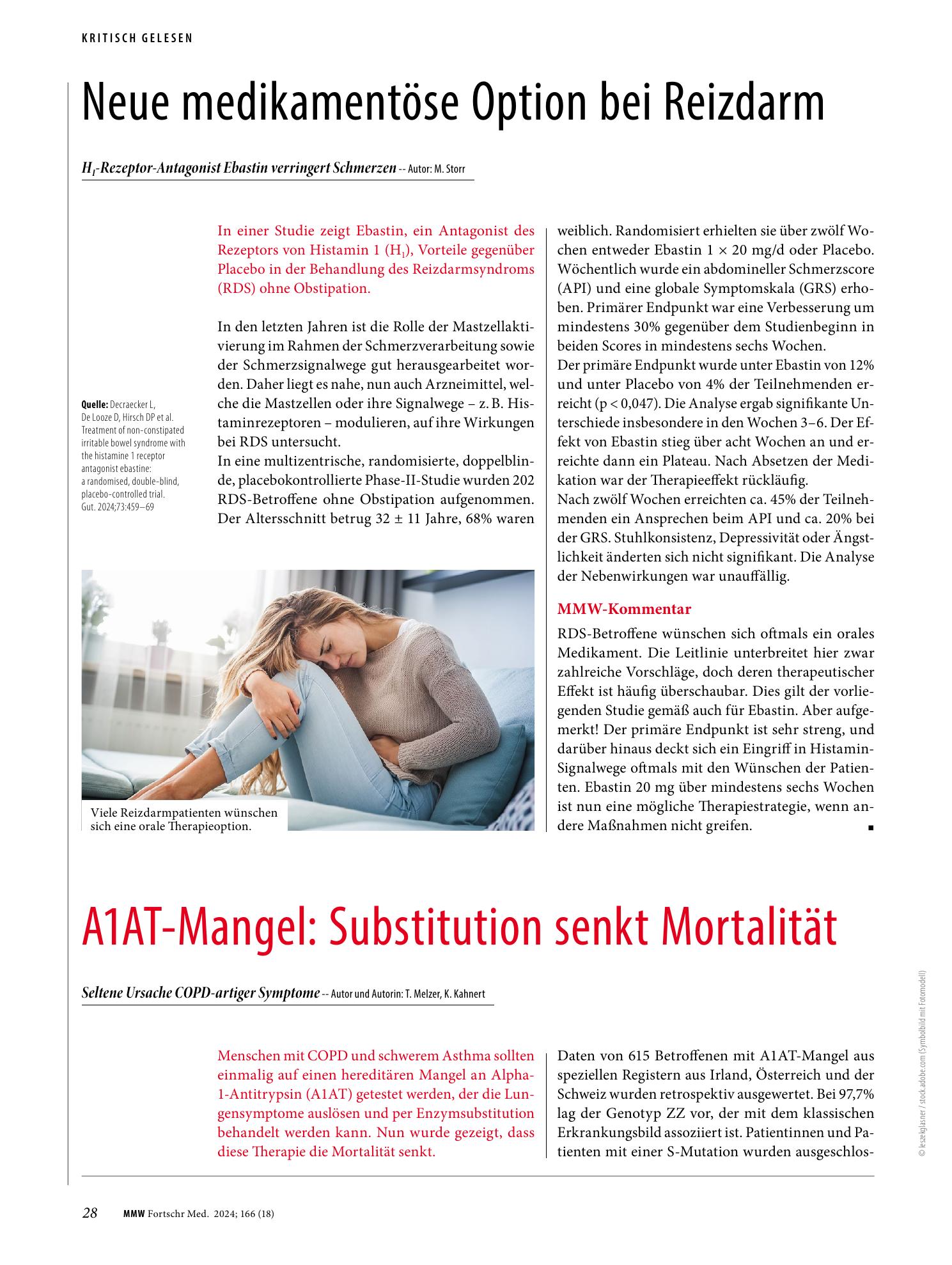 Vorschauseite 1: Neue medikamentöse Option bei Reizdarm