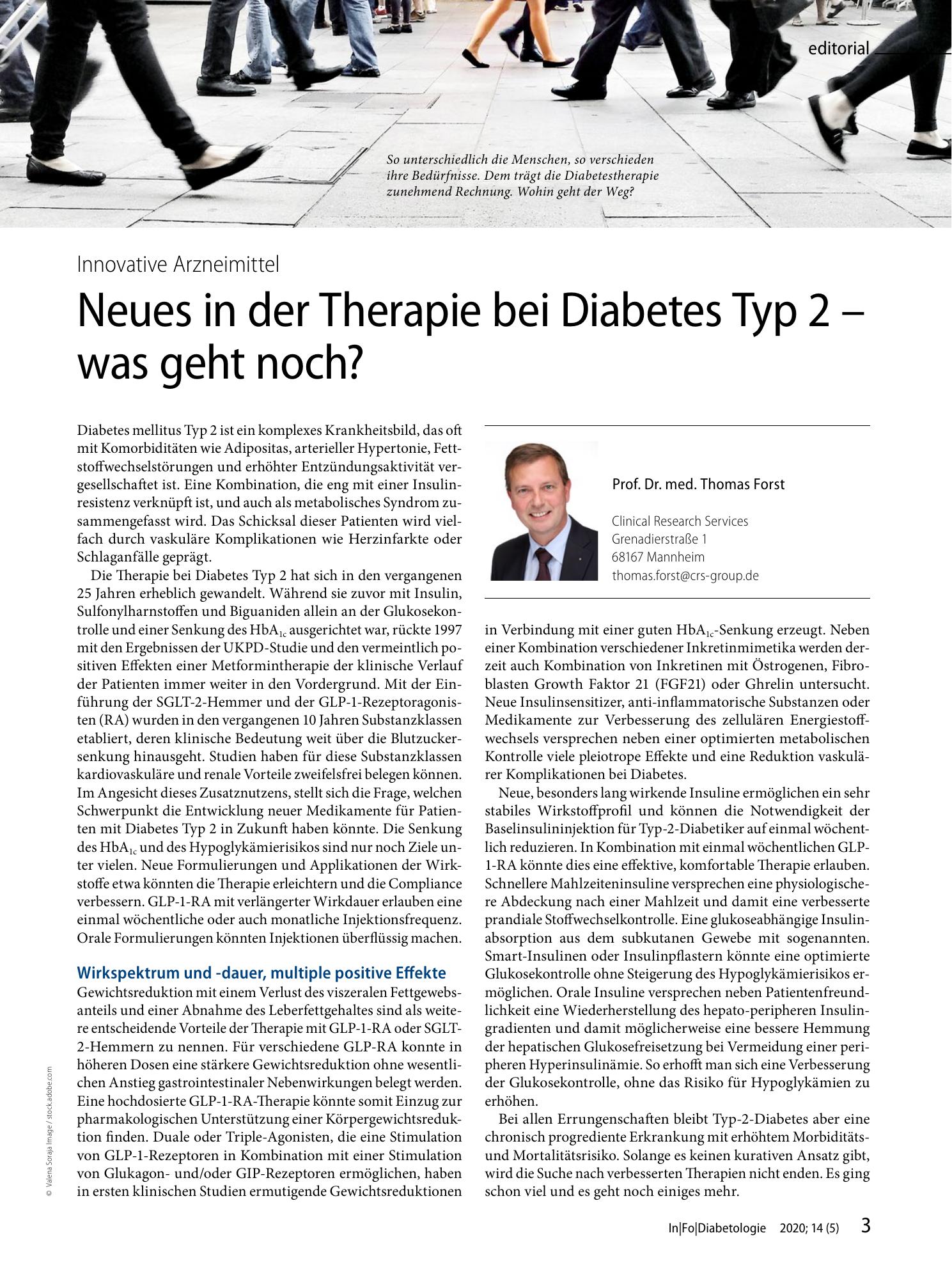 Vorschauseite 1: Neues in der Therapie bei Diabetes Typ 2 -was geht noch?
