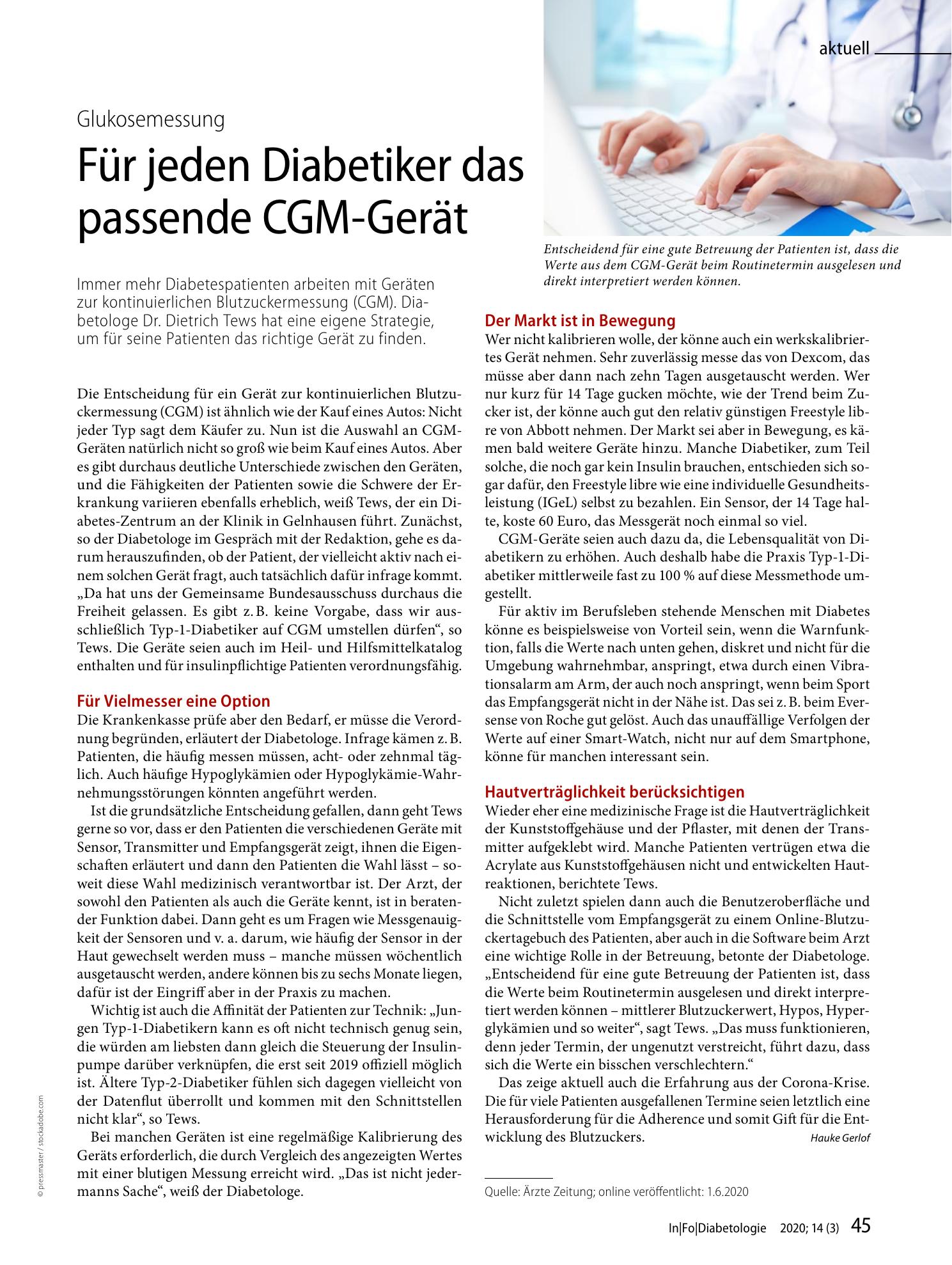 Vorschauseite 1: Für jeden Diabetiker das passende CGM-Gerät