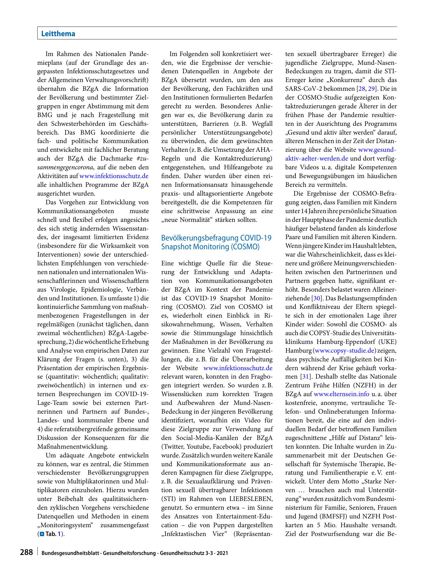 Vorschauseite 4: Bedarfsbezogene Kommunikationsstrategie der Bundeszentrale für gesundheitliche Aufklärung (BZgA) während der COVID-19-Pandemie