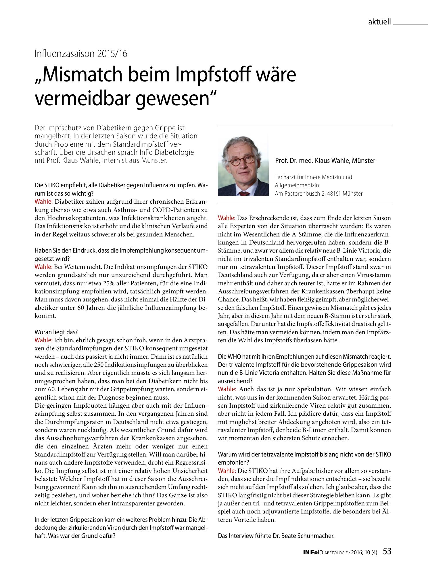 Vorschauseite 1: „Mismatch beim Impfstoff wäre vermeidbar gewesen“
