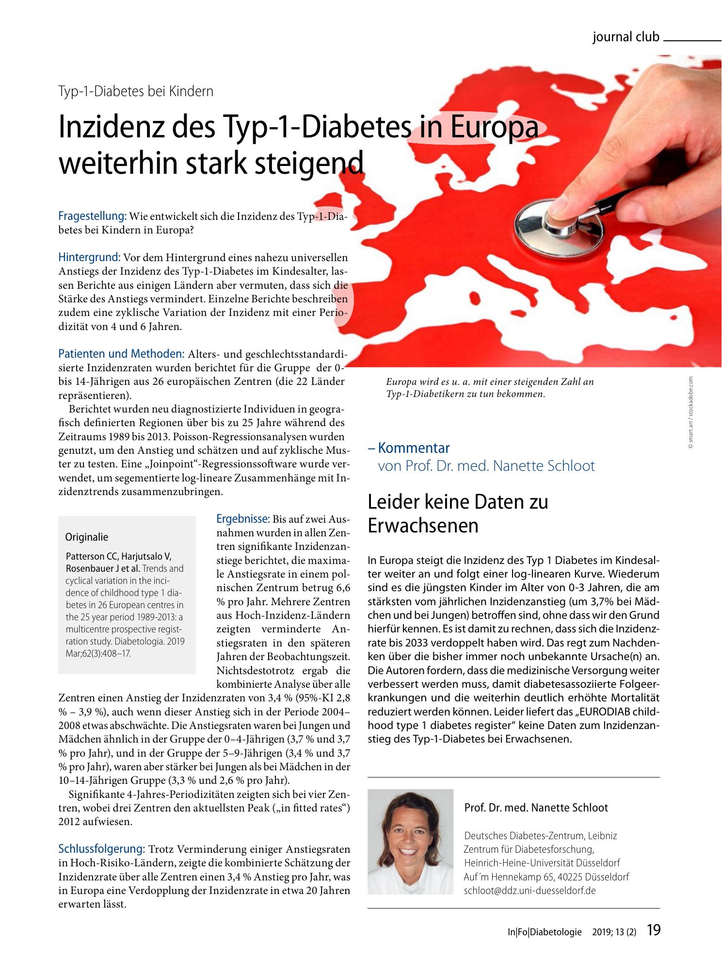 Vorschauseite 1: Inzidenz des Typ-1-Diabetes in Europa weiterhin stark steigend