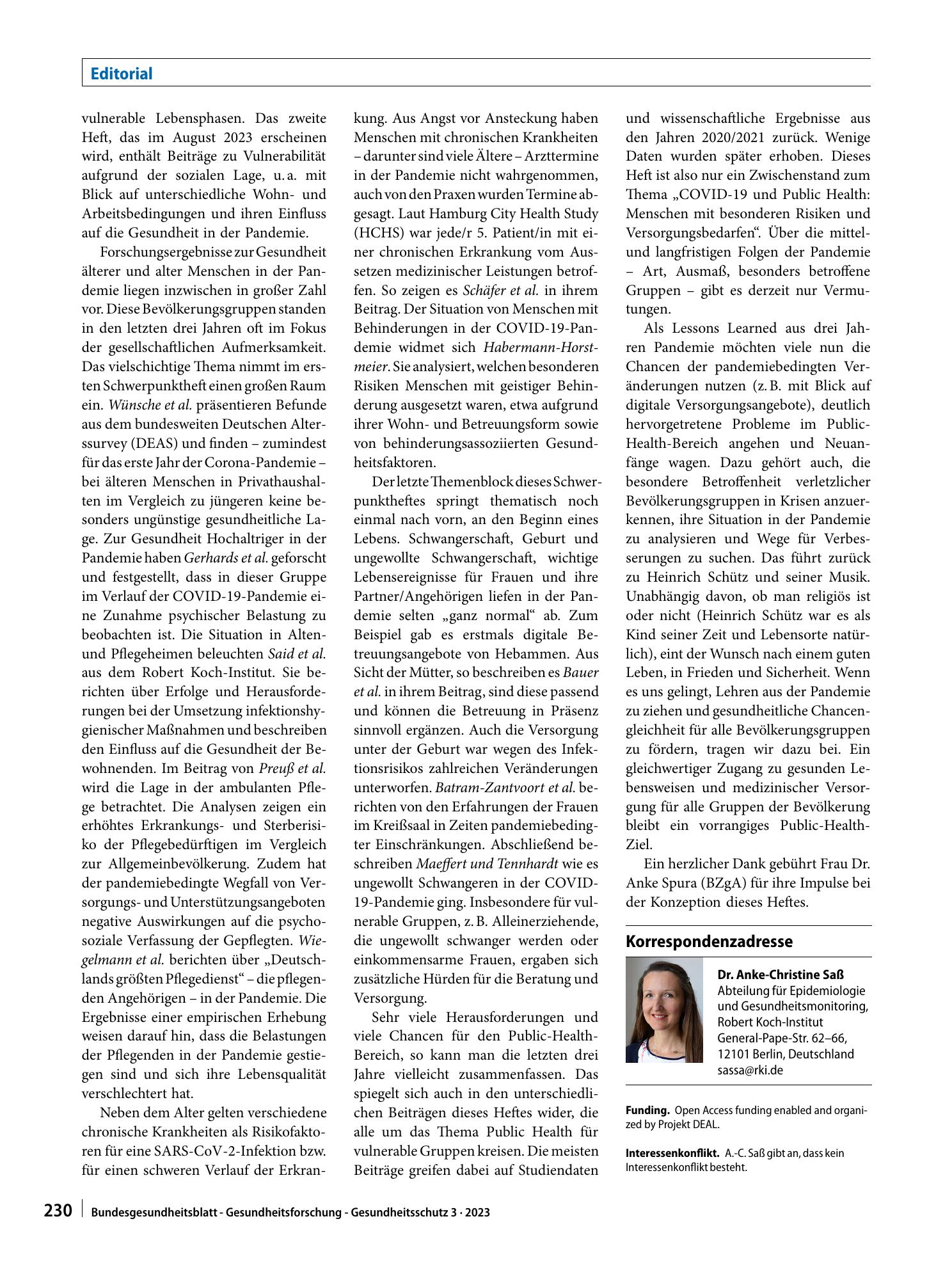 Vorschauseite 2: Gesundheitliche Chancengleichheit in Krisenzeiten