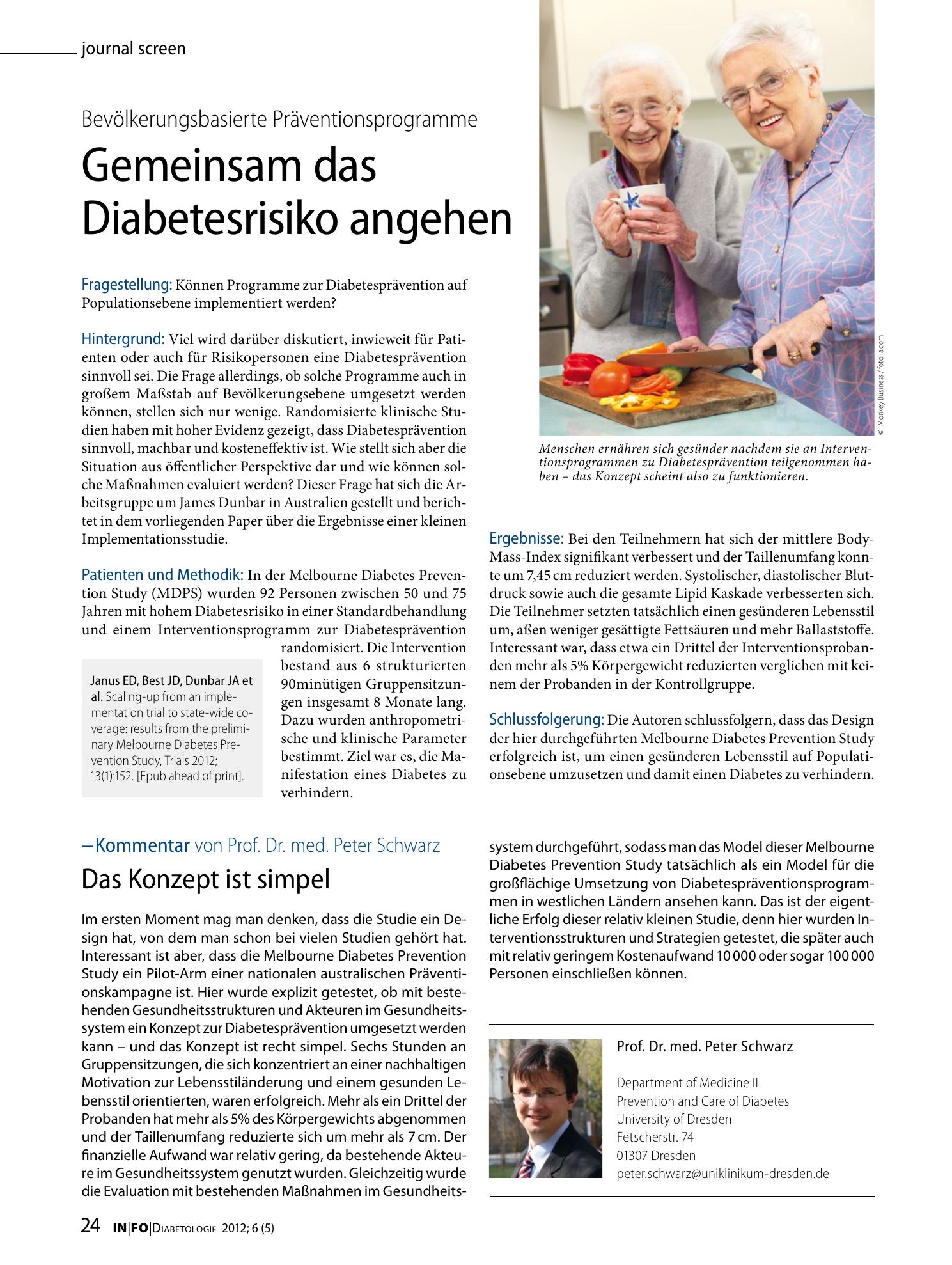 Vorschauseite 1: Gemeinsam das Diabetesrisiko
