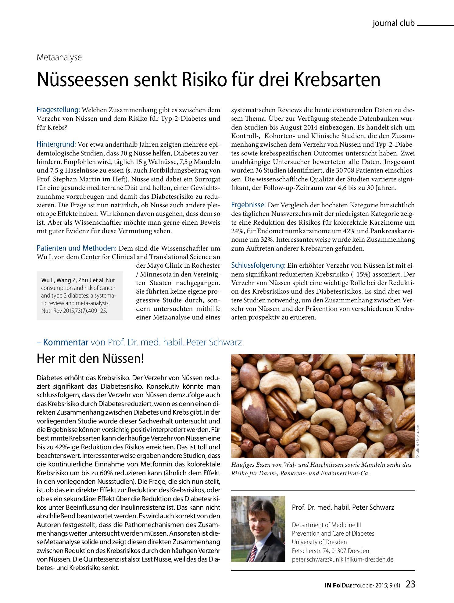 Vorschauseite 1: Nüsseessen senkt Risiko für drei Krebsarten