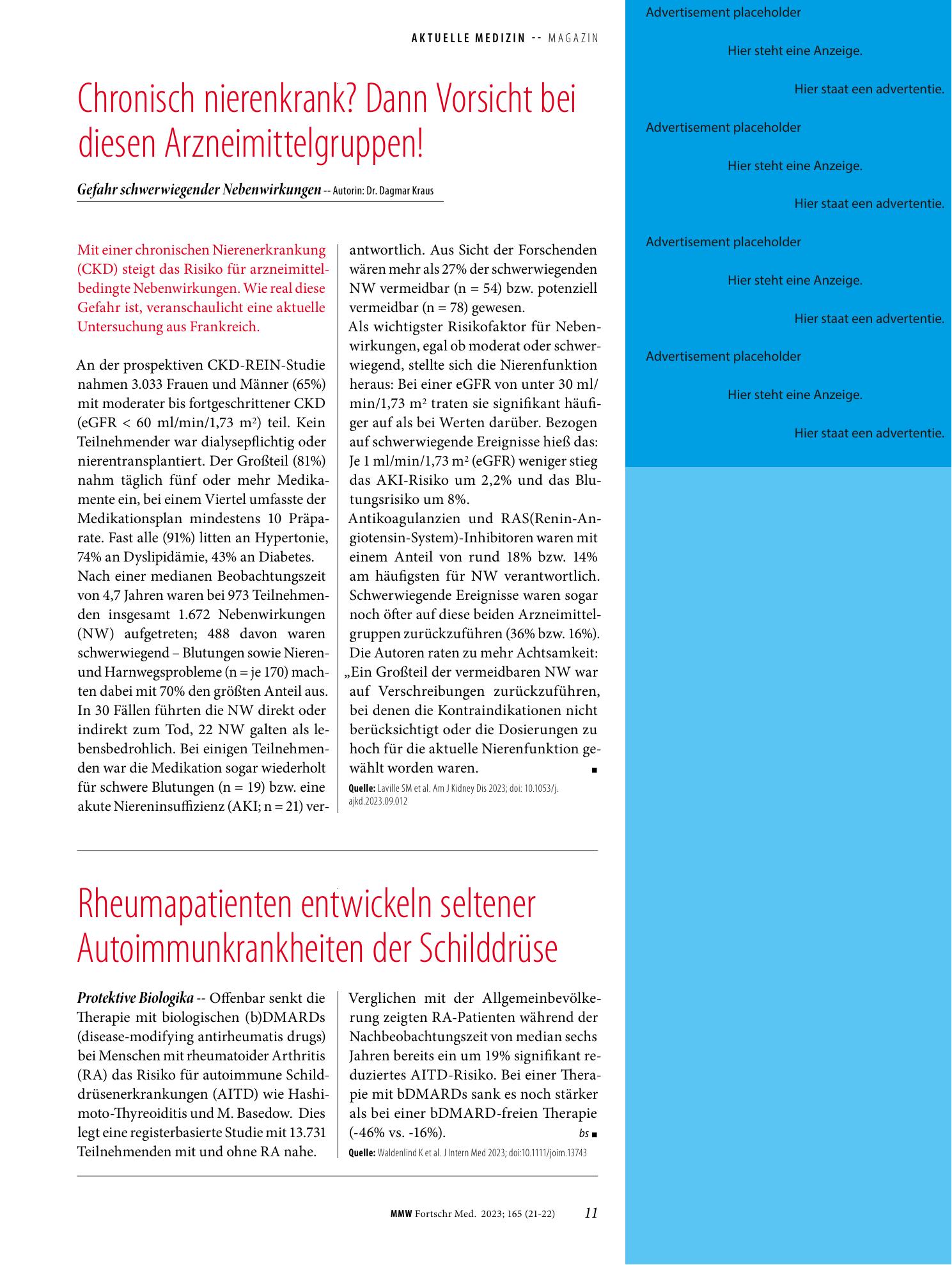 Vorschauseite 1: Chronisch nierenkrank? Dann Vorsicht bei diesen Arzneimittelgruppen!