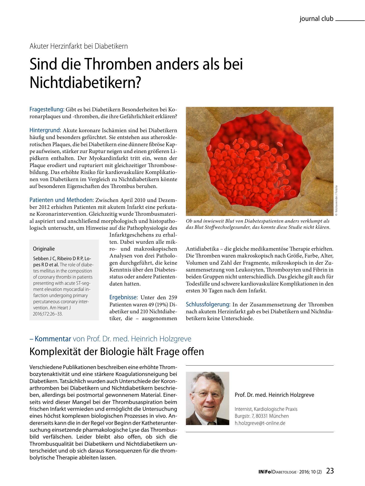 Vorschauseite 1: Sind die Thromben anders als bei Nichtdiabetikern?