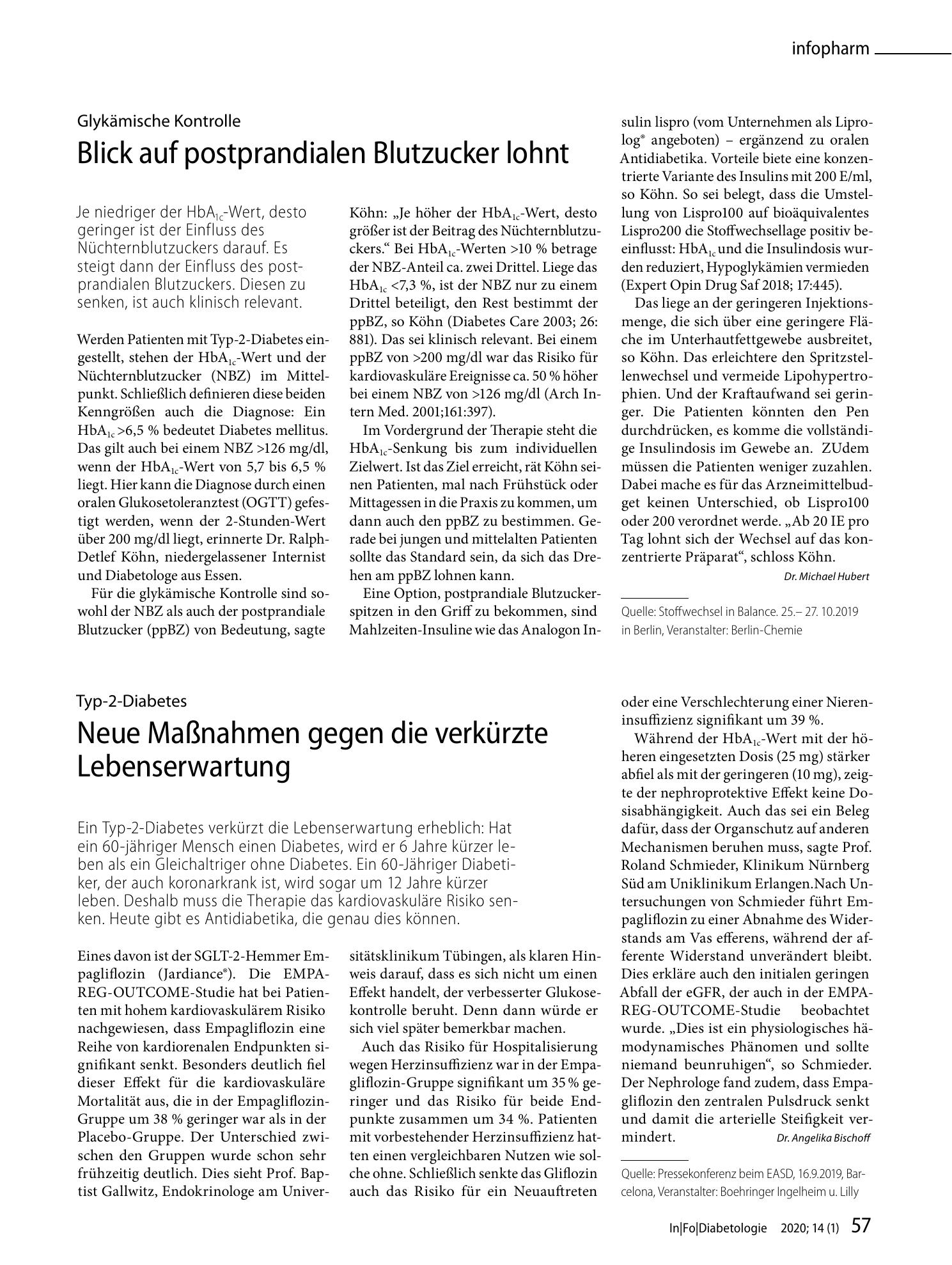 Vorschauseite 1: Blick auf postprandialen Blutzucker lohnt