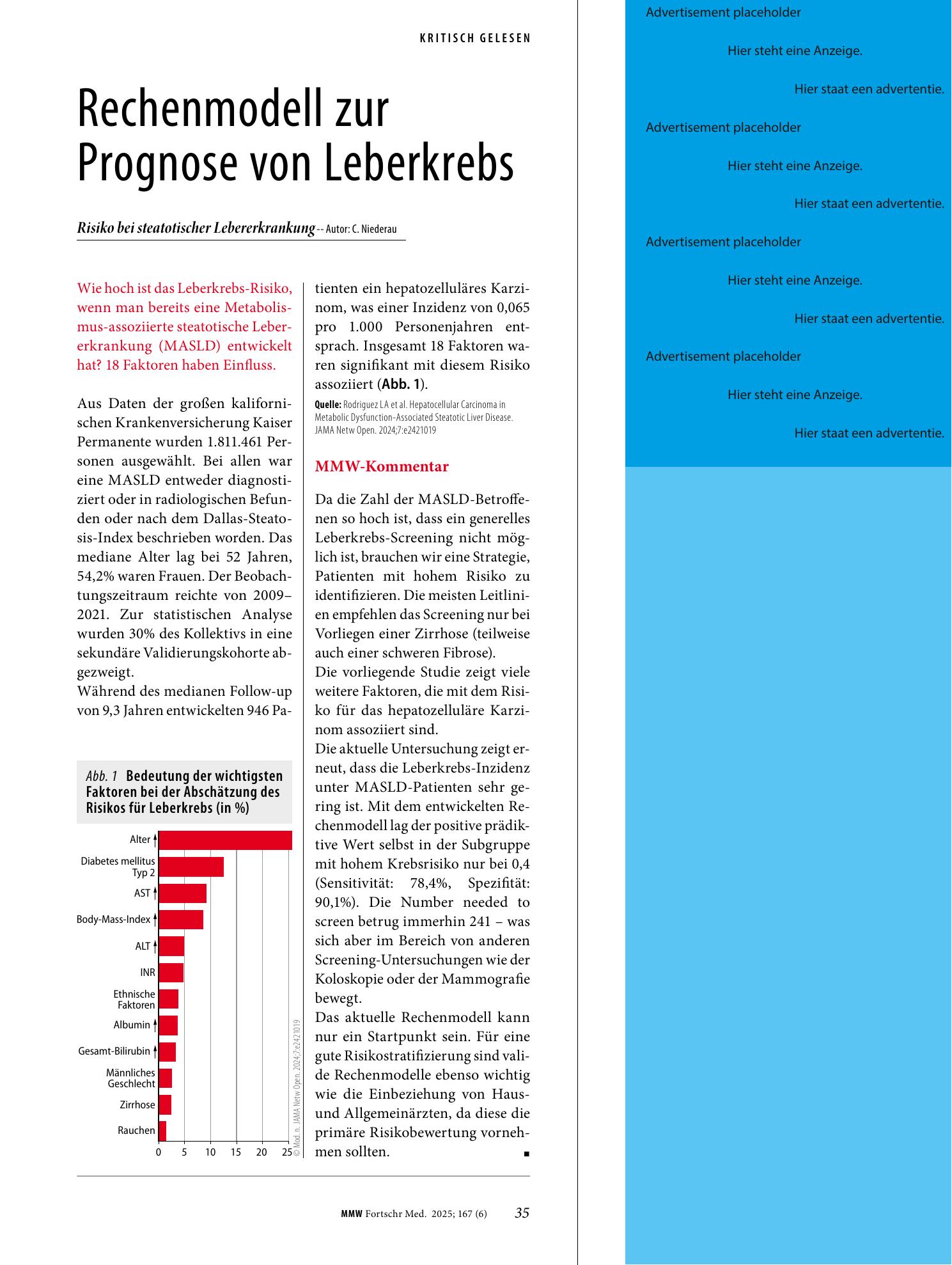 Vorschauseite 1: Rechenmodell zur Prognose von Leberkrebs