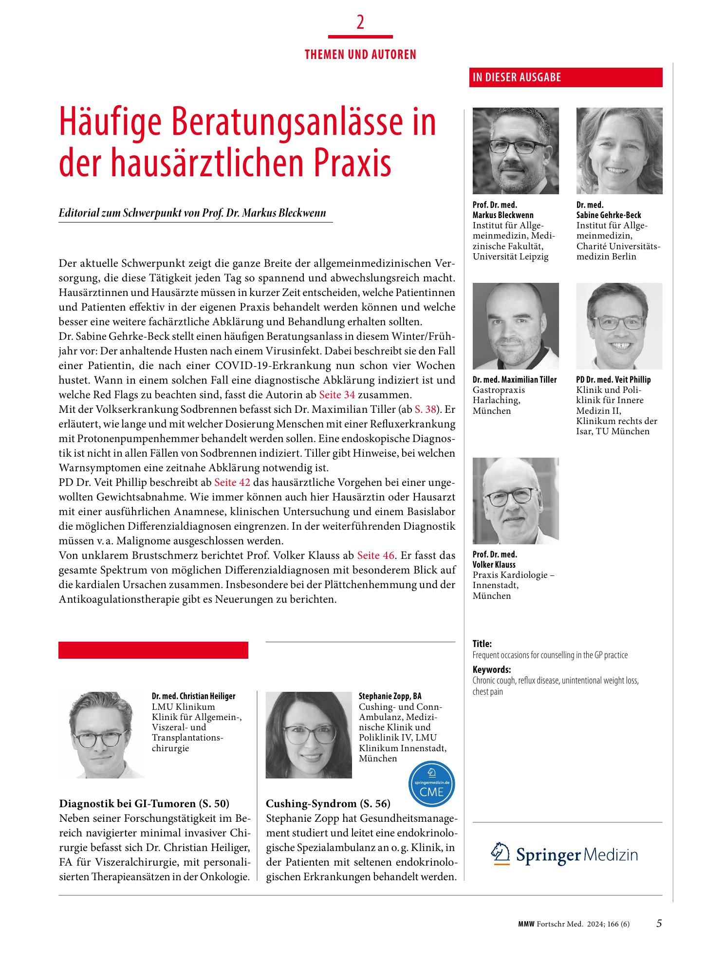 Vorschauseite 1: Häufige Beratungsanlässe in der hausärztlichen Praxis
