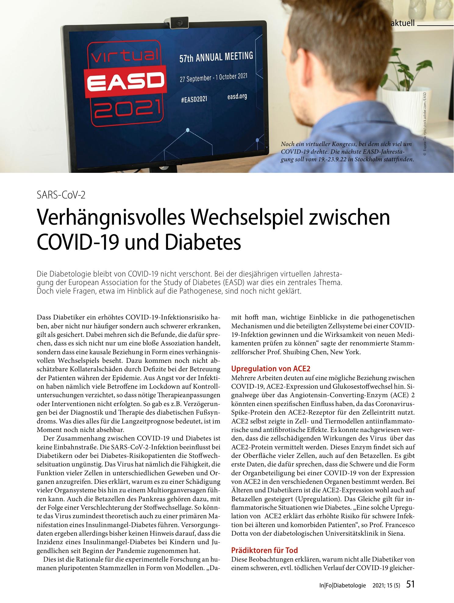 Vorschauseite 1: Verhängnisvolles Wechselspiel zwischen COVID-19 und Diabetes