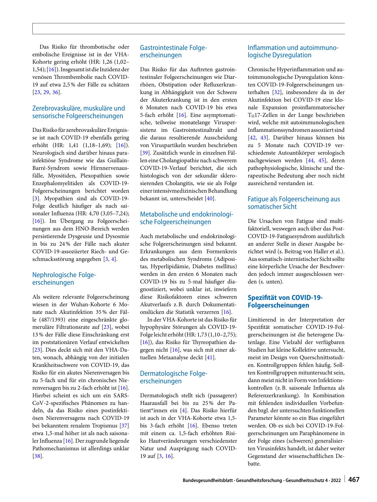 Vorschauseite 6: Organbezogene Folgeerscheinungen von COVID‑19 bei Erwachsenen
