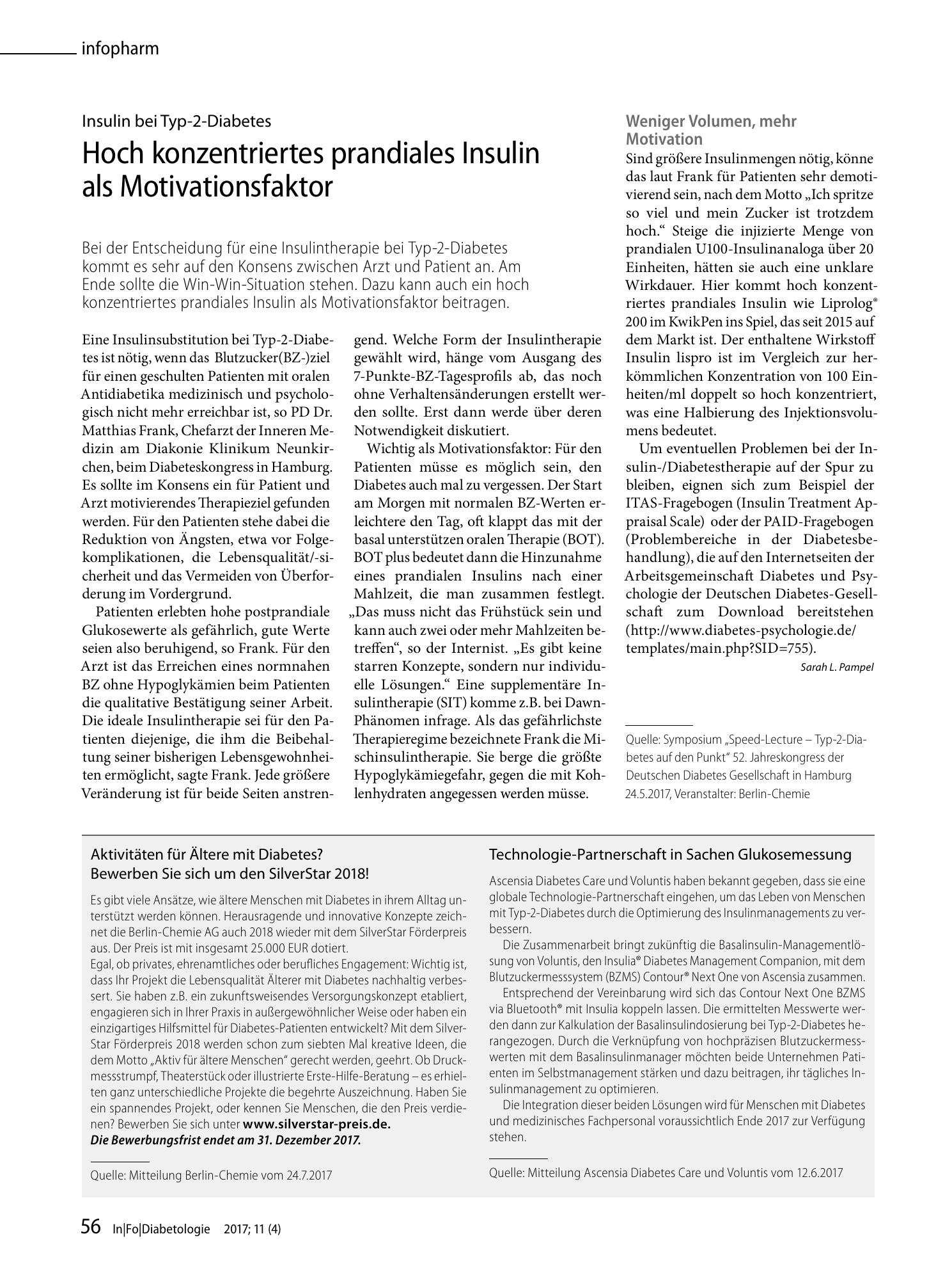 Vorschauseite 1: Hoch konzentriertes prandiales Insulin als Motivationsfaktor